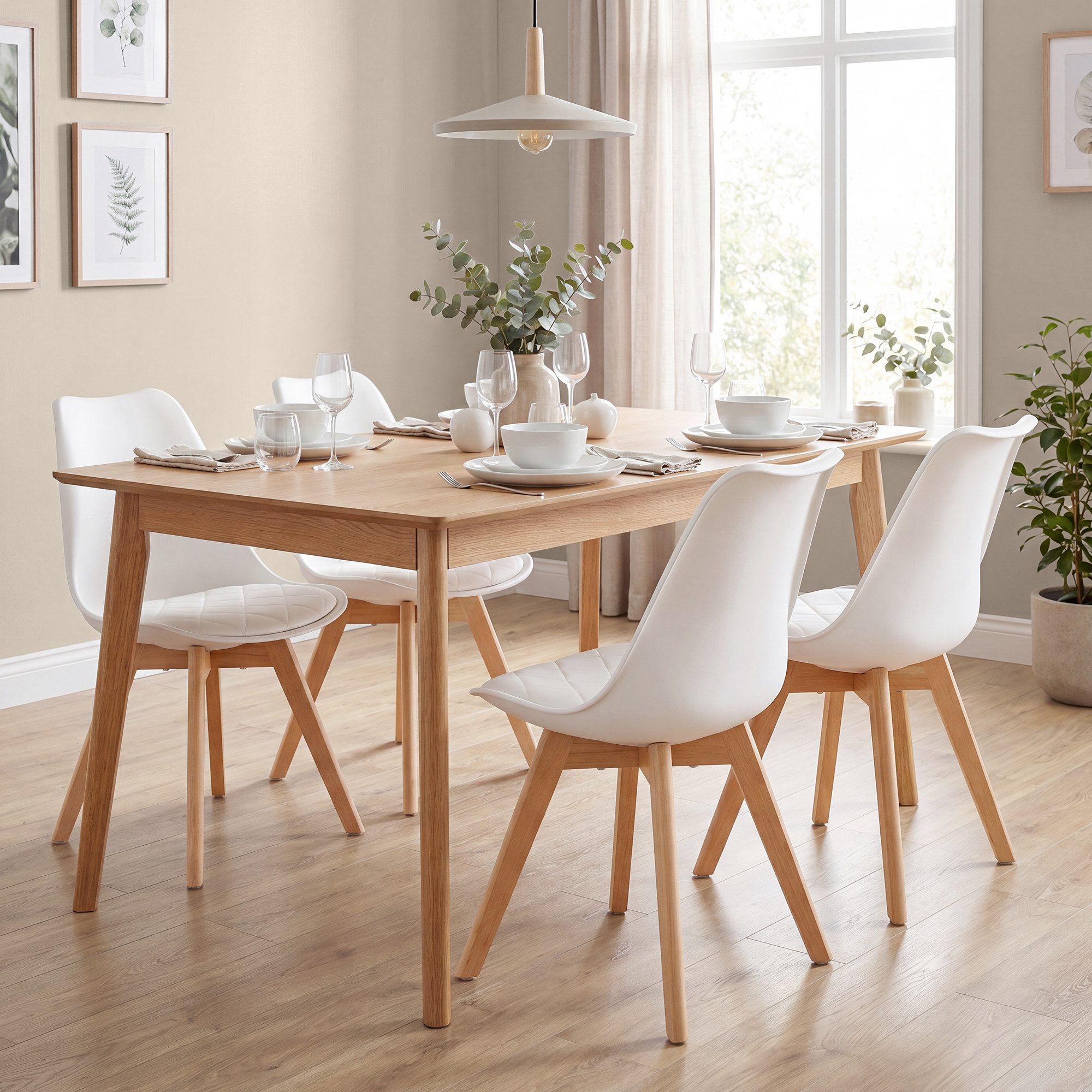 VASAGLE Esszimmerstuhl aus PU-Leder und Buchenholz, für Esszimmer und Büro, Gepolsterte Küchenstühle, 2er Set, 46,5 x 57 x 79 cm