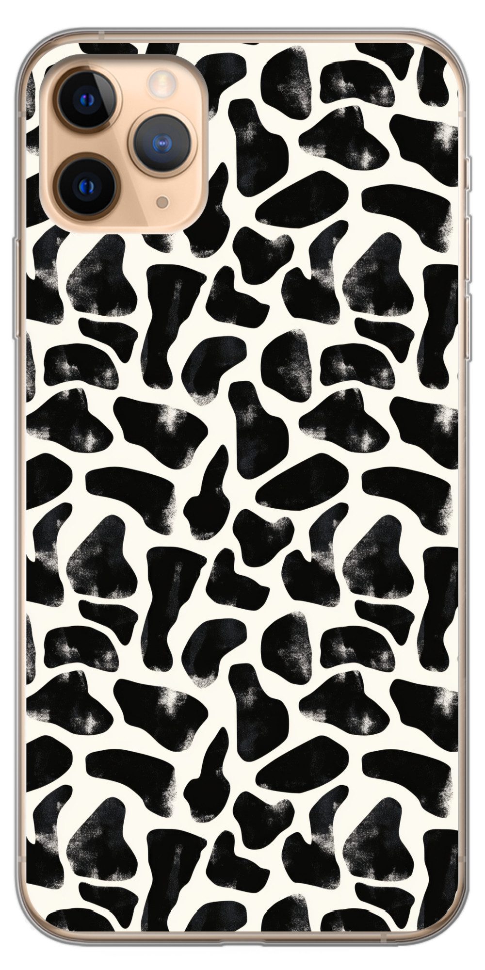 MuchoWow Handyhülle für Apple iPhone 11 Pro Max Tiermuster - Flecken - Schwarz - Weiß, Smartphone-Bumper, Print, Handy Schutzhülle Dünn