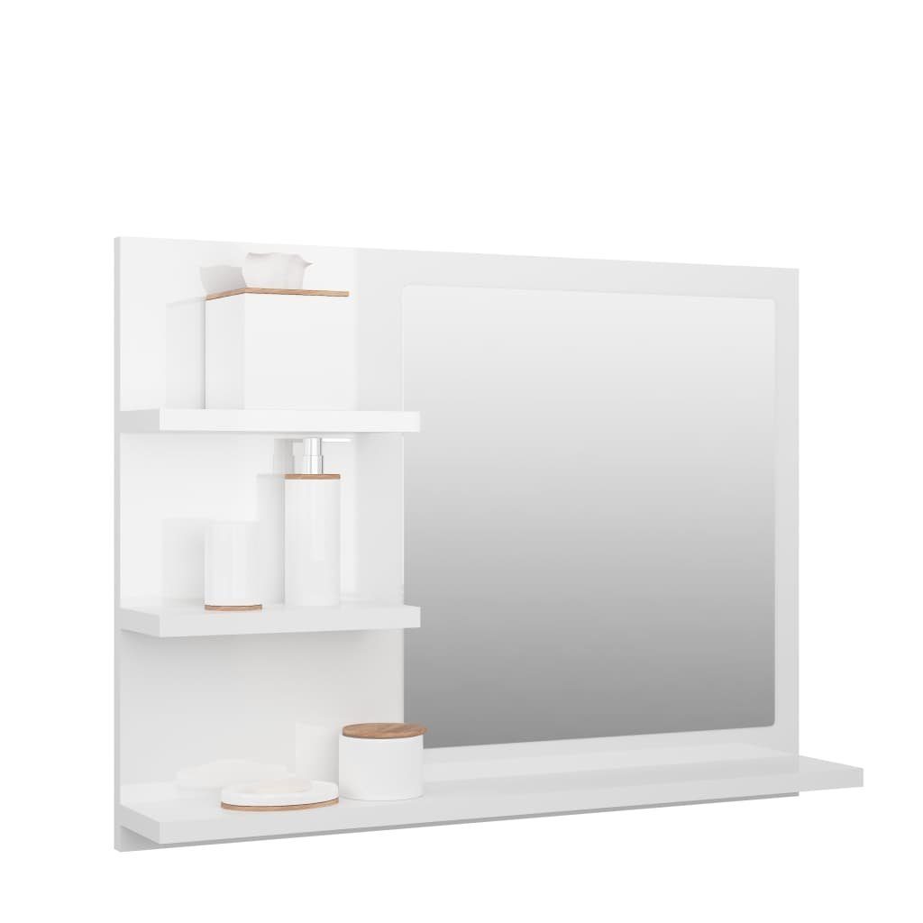 vidaXL Badezimmerspiegelschrank Hochglanz-Weiß 60x10,5x45 Holzwerkstoff Badspiegel (1-St) cm