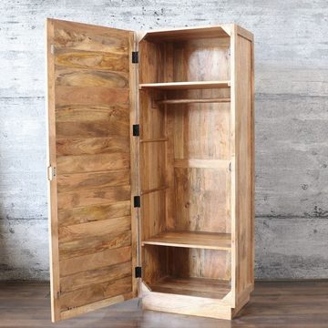 baario Garderobenschrank Lamellenschrank BUJE Garderobe massiv Mangoholz Garderobenschrank Regalschrank