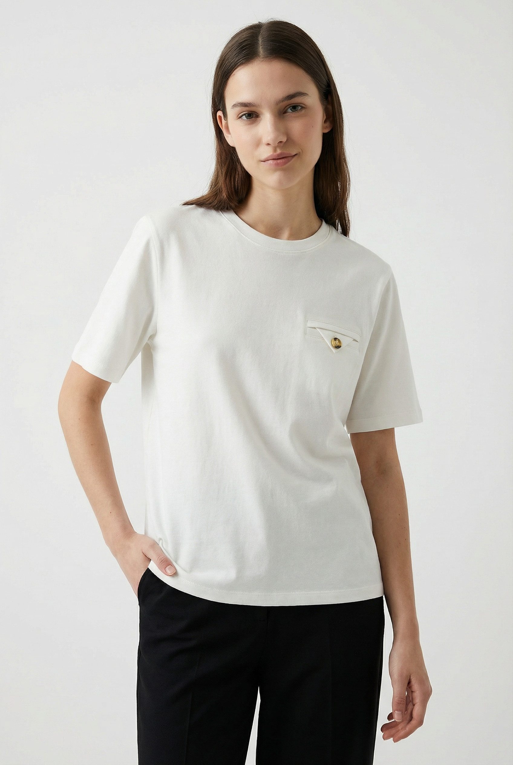 Vero Moda T-Shirt VMULLA CATY SS TOP JRS GA mit Dreieckstasche