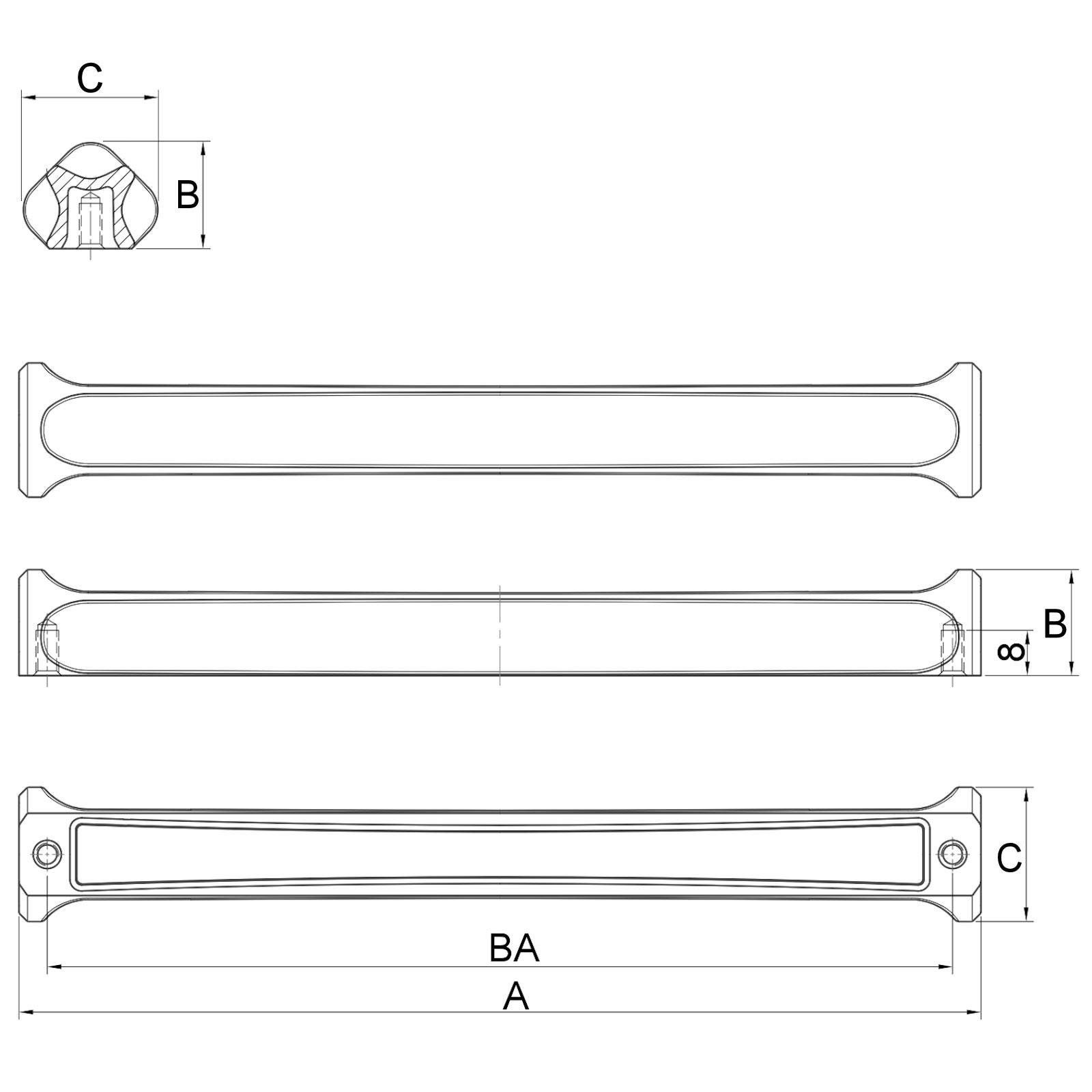 SO-TECH® Möbelgriff BUTO 320 mm, Chrom Griff incl. Griffleiste BA 160 Schrauben - 