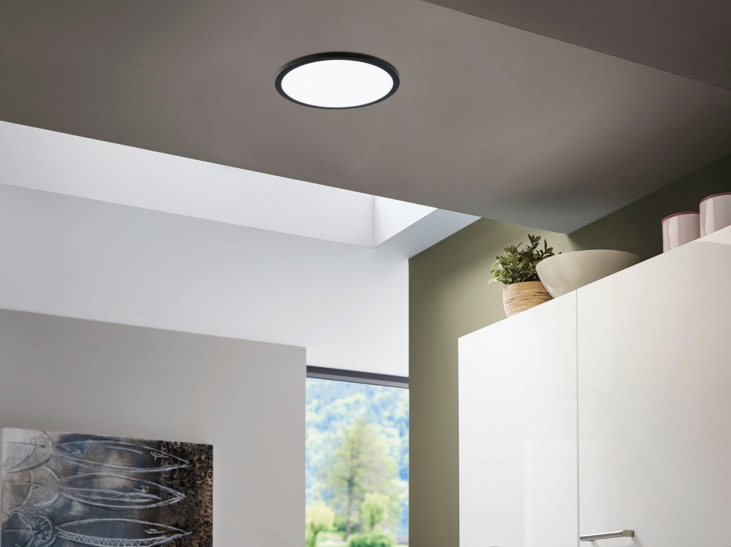 EGLO Deckenleuchte FUEVA FLEX, LED fest integriert, Neutralweiß, Spot Leuchtfläche, geringe Einbautiefe 25mm