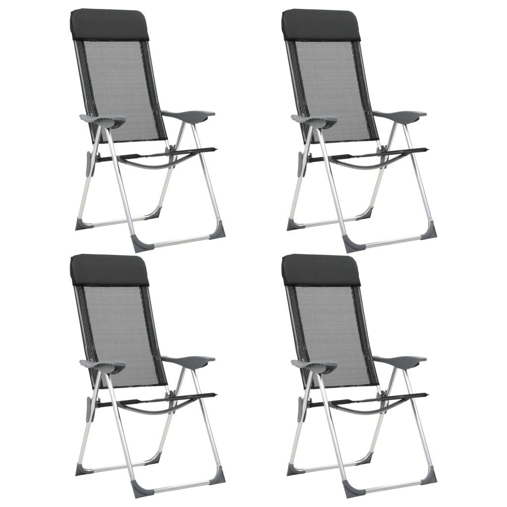 vidaXL Campingstuhl Klappbare Campingstühle 4 Stk. Aluminium Schwarz (4 St), 4x Campingstuhl Aluminium Klappstuhl Faltstuhl Angelstuhl Gartenstuhl