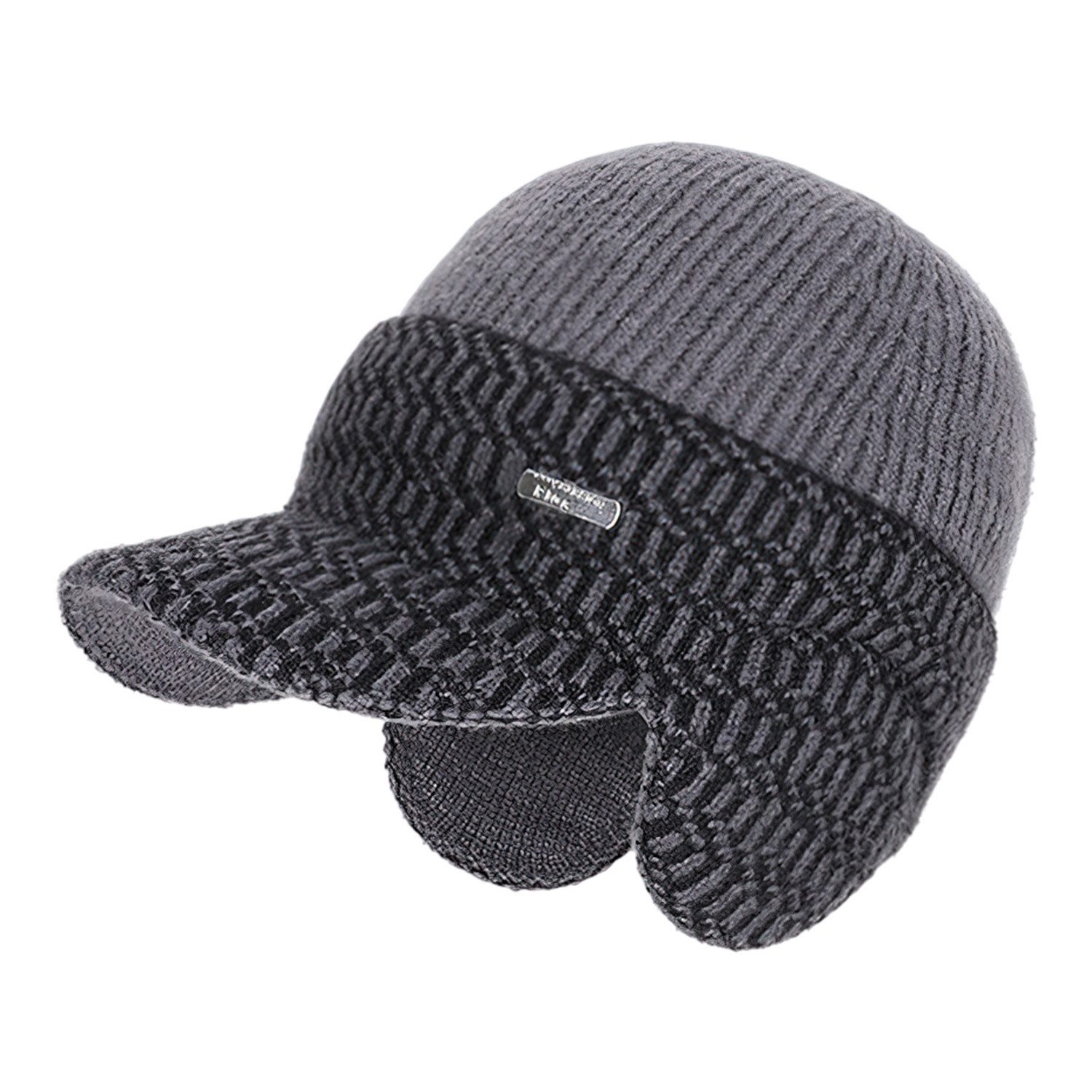 Strickmütze Winter-Ohrenschutzmütze,Plüsch,Warme Mütze,mit Ohrenklappen