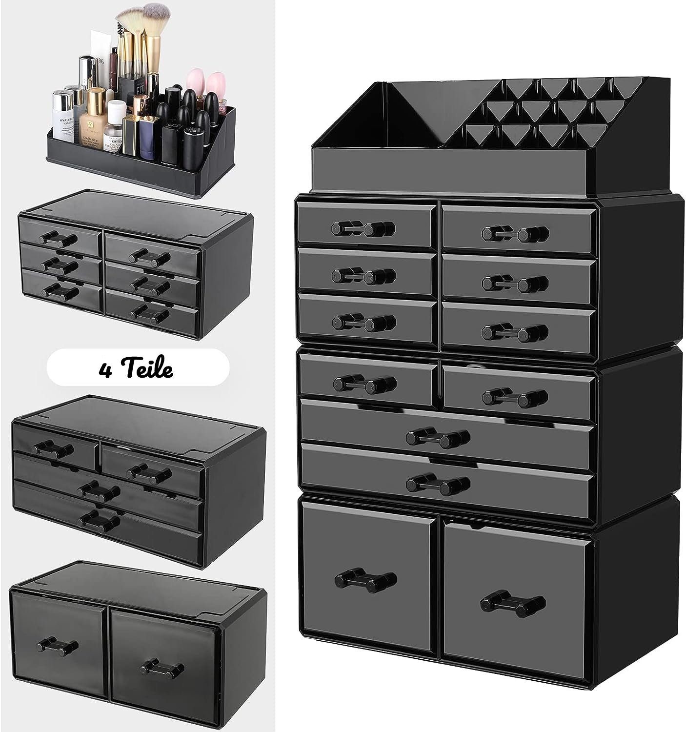 Organizer Schubladen Aufbewahrungsbox mit Organizer Makeup Schwarz Kosmetik 12 TLGREEN Make-Up