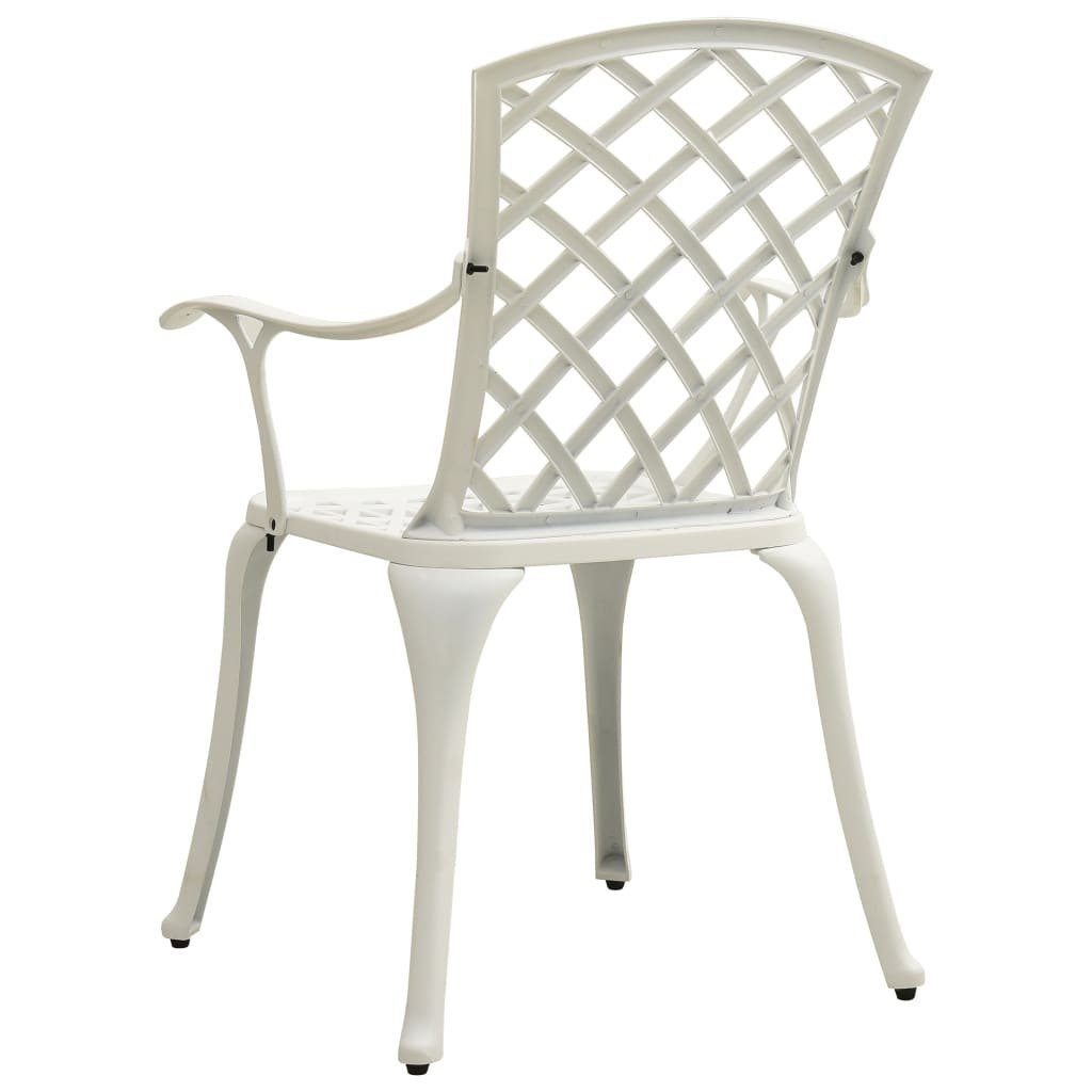 vidaXL Gartenstuhl Gartenstühle 2 Stk. Weiß Weiß Weiß Aluminiumguss (2 St) 