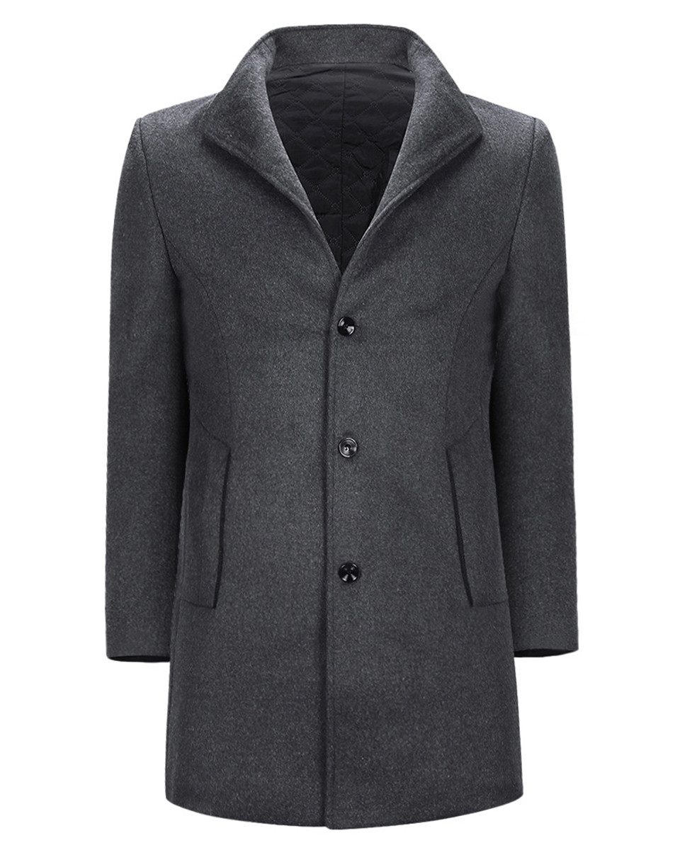 Allthemen Wollmantel mittellanger Wintermantel mit Stehkragen Herrenmantel günstig online kaufen