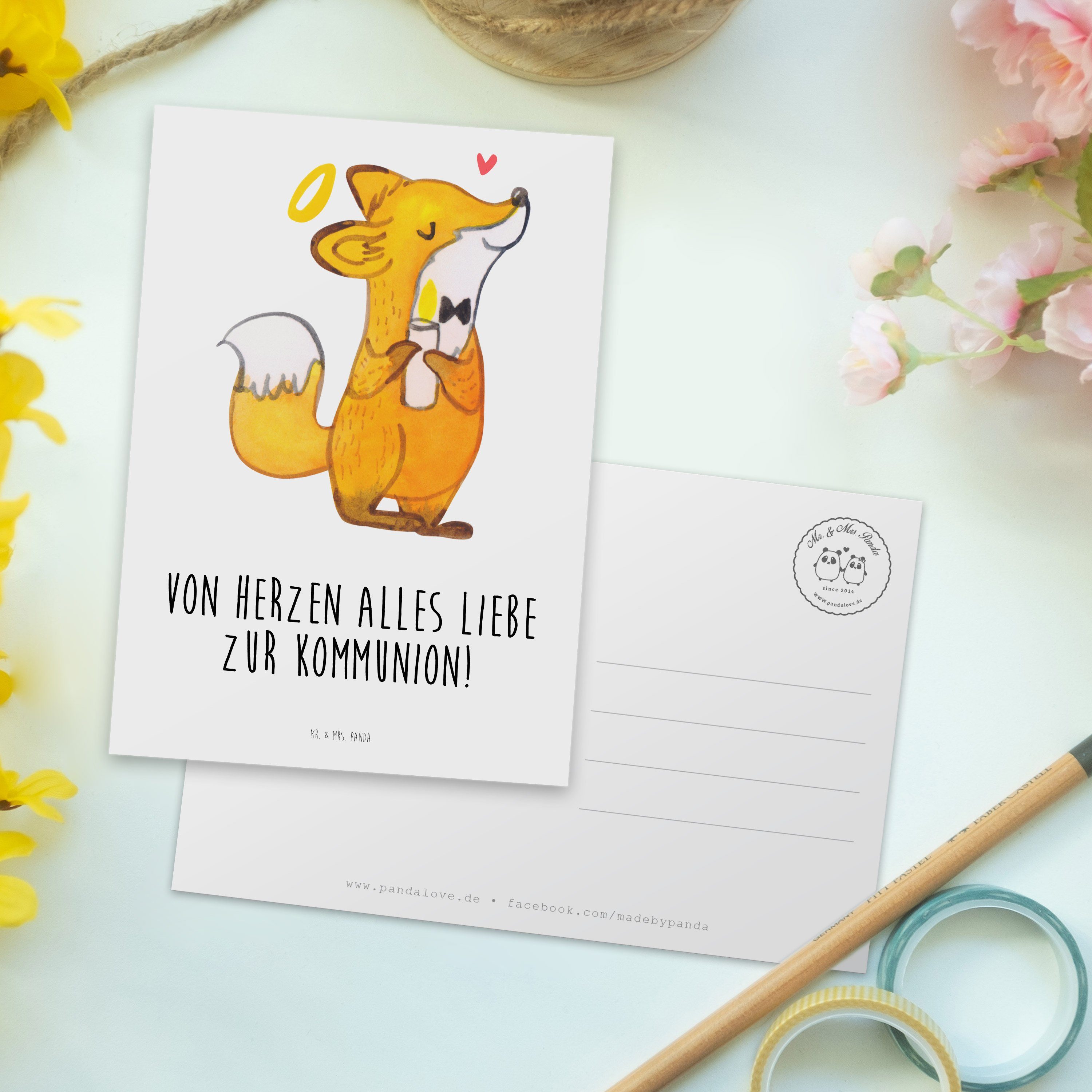 - Ansichtskarte, Fuchs & Geschenk, Postkarte Mrs. Weiß Mr. Kommunion Panda Geschenkkarte, Konf -