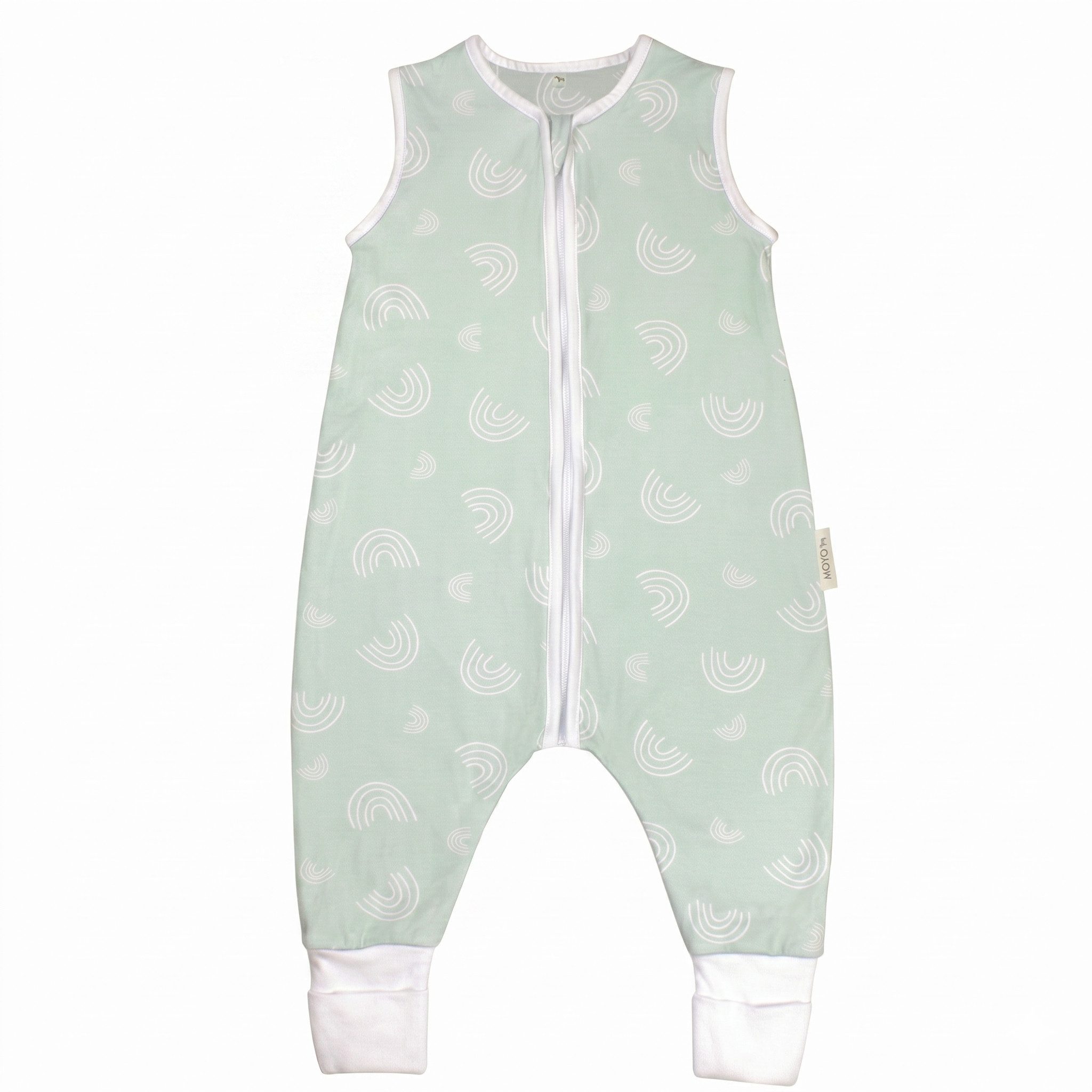 Moyo Babyschlafsack Sommer-Schlafsack mit Füßen Regenbogen Mint – Gr. 100, Schlafsack mit Füßen für Bewegungsfreiheit