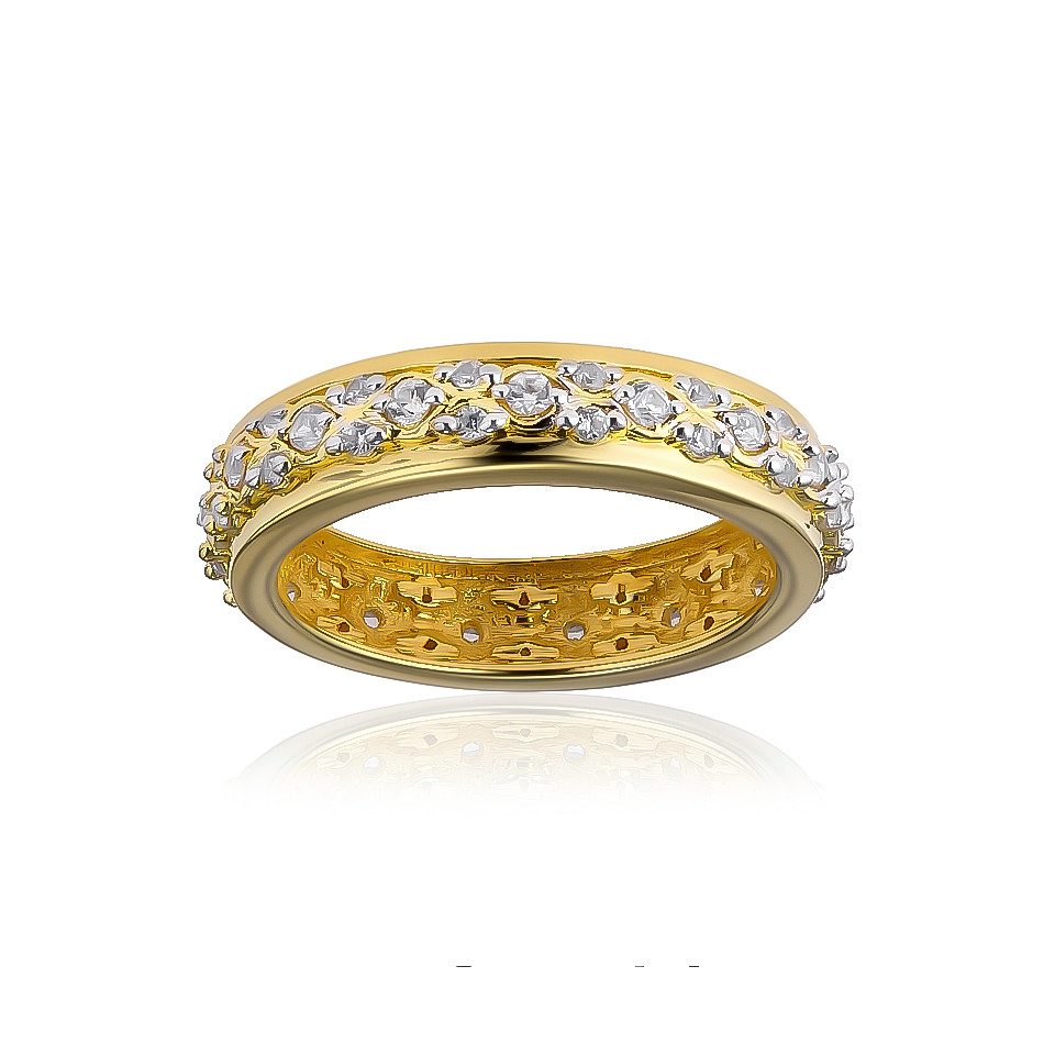 Cavill Silberring Strahlender Zirkon Goldplattierter Silberring günstig online kaufen
