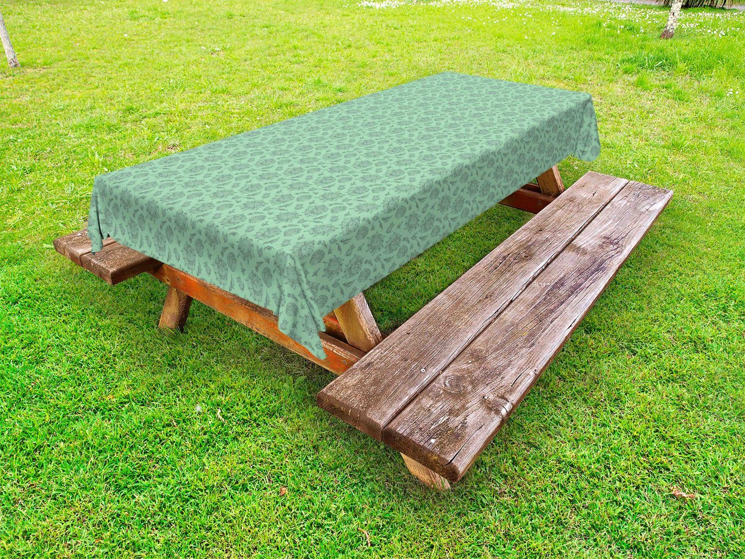 waschbare Abakuhaus Picknick-Tischdecke, Blumen Pflanzen Pflanzliche dekorative Botanische Tischdecke Minze