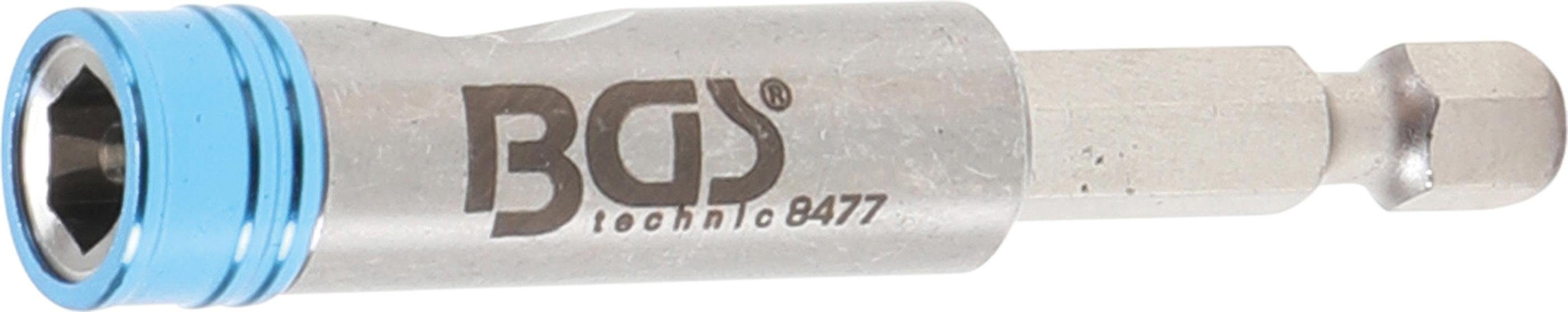 BGS technic Ratschenringschlüssel Bithalter mit Schnellwechsler, 6,3 mm (1/4)