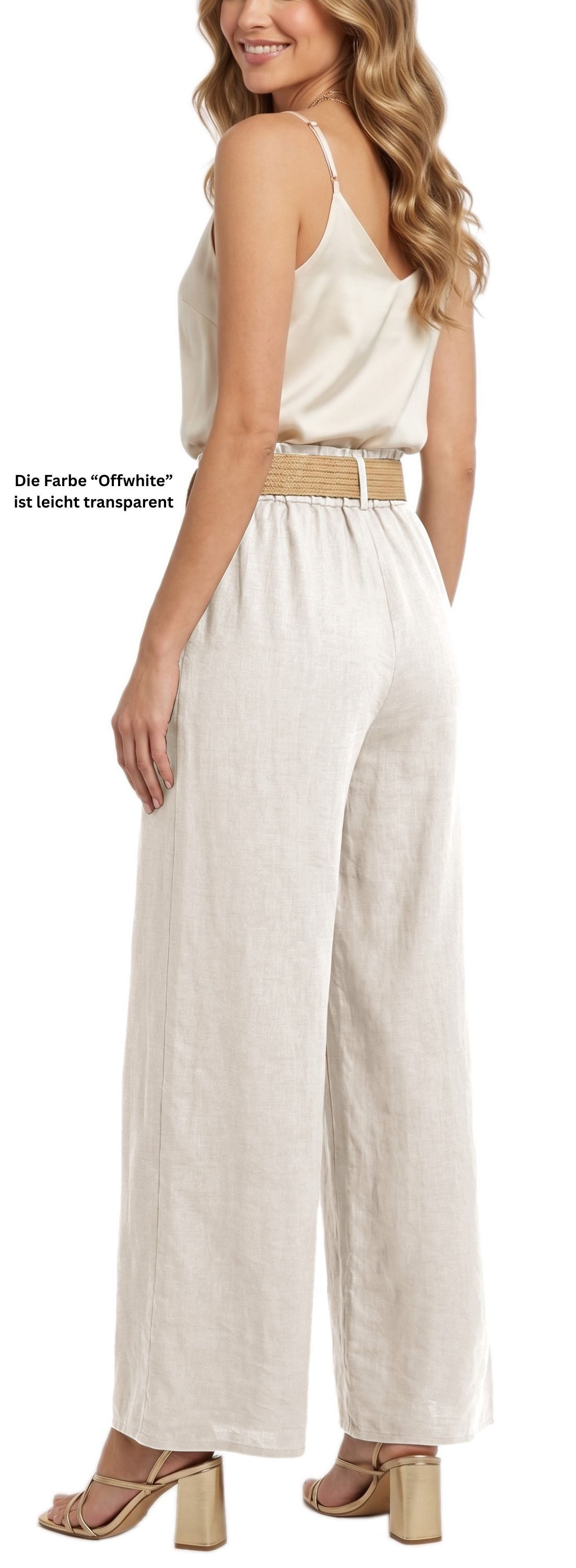 dy_mode Palazzohose Damen High Waist Palazzohose Weitbein Hose Schlupfhose Sommer Strand in Unifarbe, High Waist, mit elastischem Bund