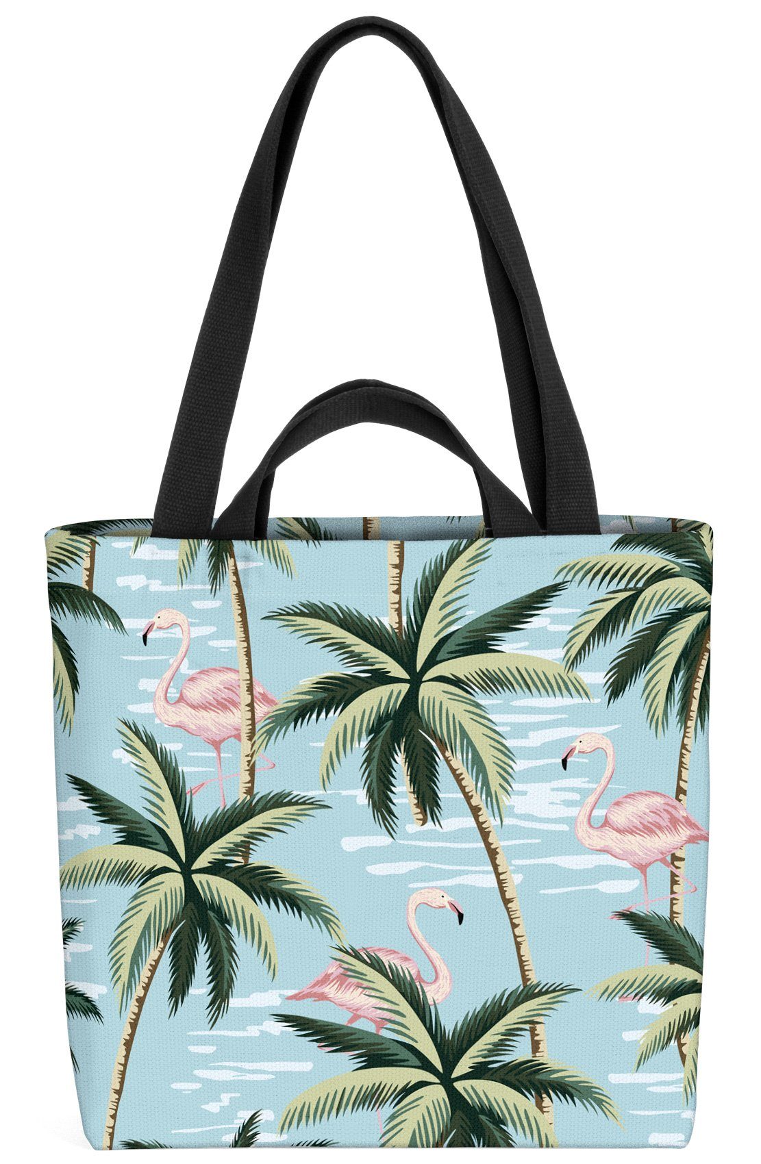 VOID Henkeltasche (1-tlg), Südsee Flamingos Palmen Mittel-Meer Kreuz-Fahrt Strand Baden Pool Tiere