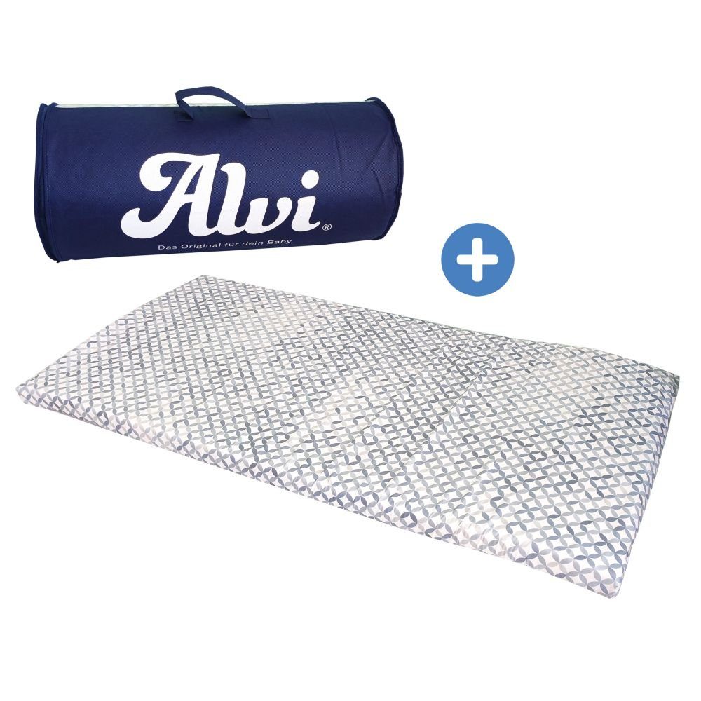 Alvi® Baby-Reisebett Mosaik - Grau, Baby Reisebettmatratze 60x120 cm  rollbar Matratze für Reisebett