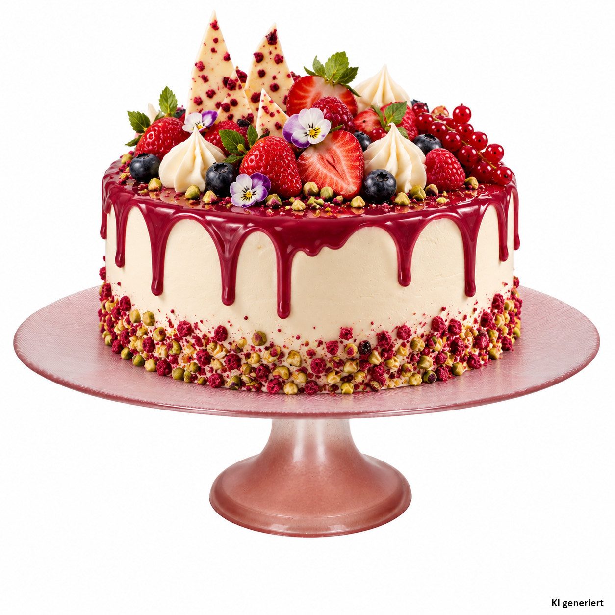 MamboCat Servierplatte Camino Tortenplatte auf Fuß Ø32,5cm Rosa Kuchenplatte Servierplatte, Glas