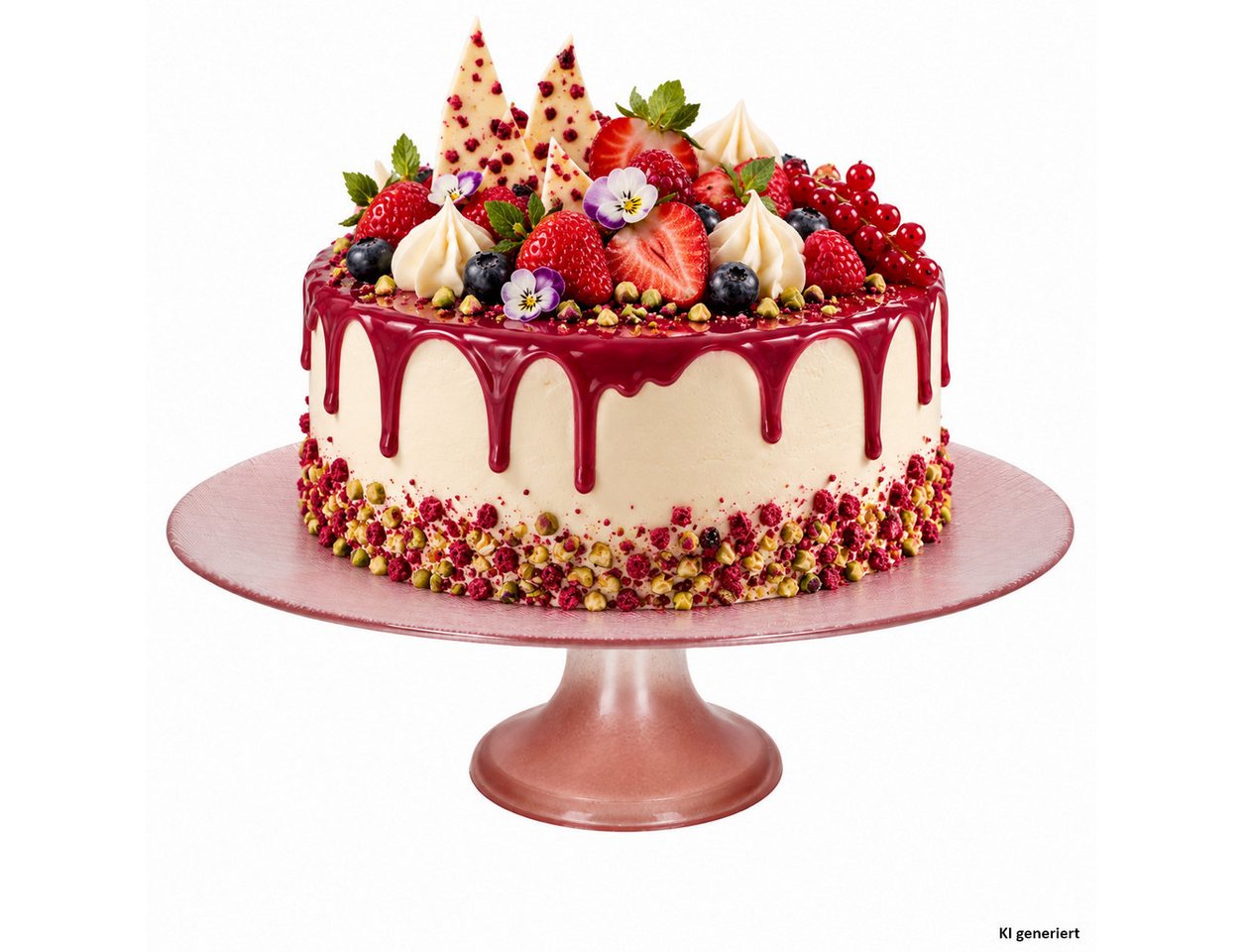MamboCat Servierplatte Camino Tortenplatte auf Fuß Ø32,5cm Rosa Kuchenplatte Servierplatte, Glas