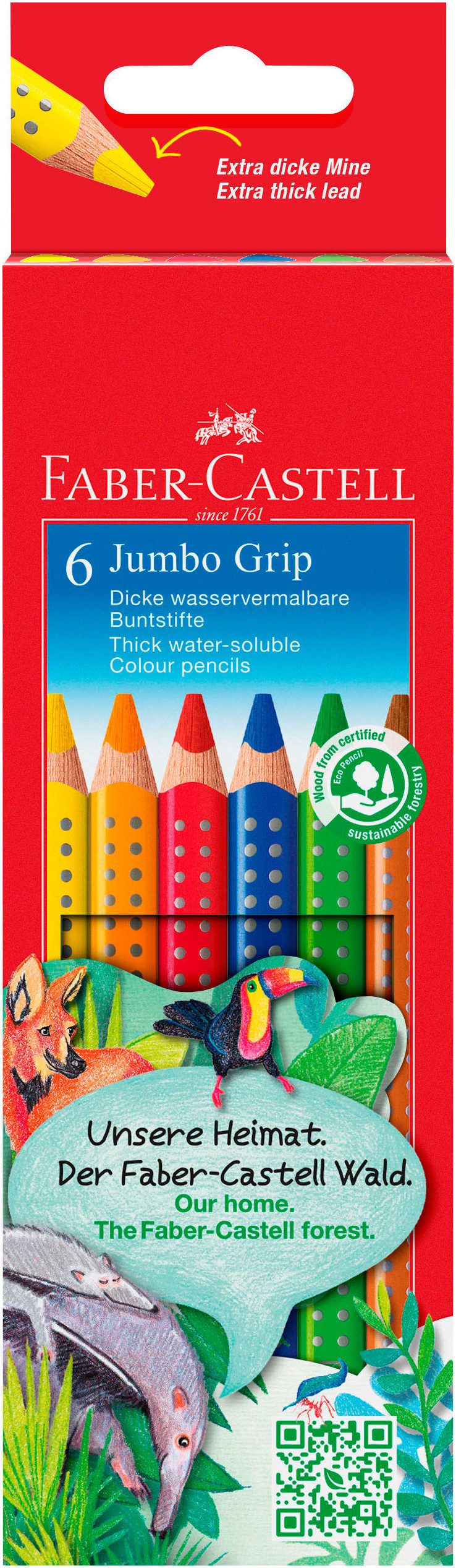 Faber-Castell Buntstift Jumbo Grip 6er-Kartonetui