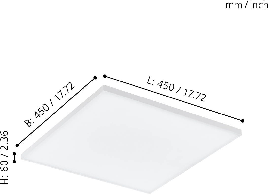 LED EGLO LED rahmenlos, TURCONA, flaches Design integriert, fest Warmweiß, Panel