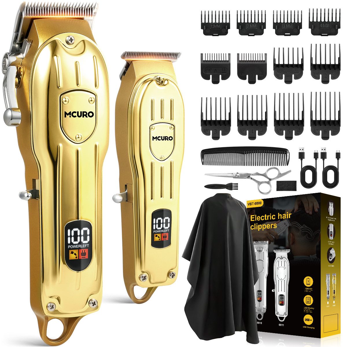 MCURO Haar- und Триммер для бороды Haarschneidemaschine Set für Herren, Триммер для бороды, Haartrimmer, Friseur, Бритвы, Pflegeset, IPX7 Wasserdichte Wiederaufladbar Ideales Geschenk für Männer