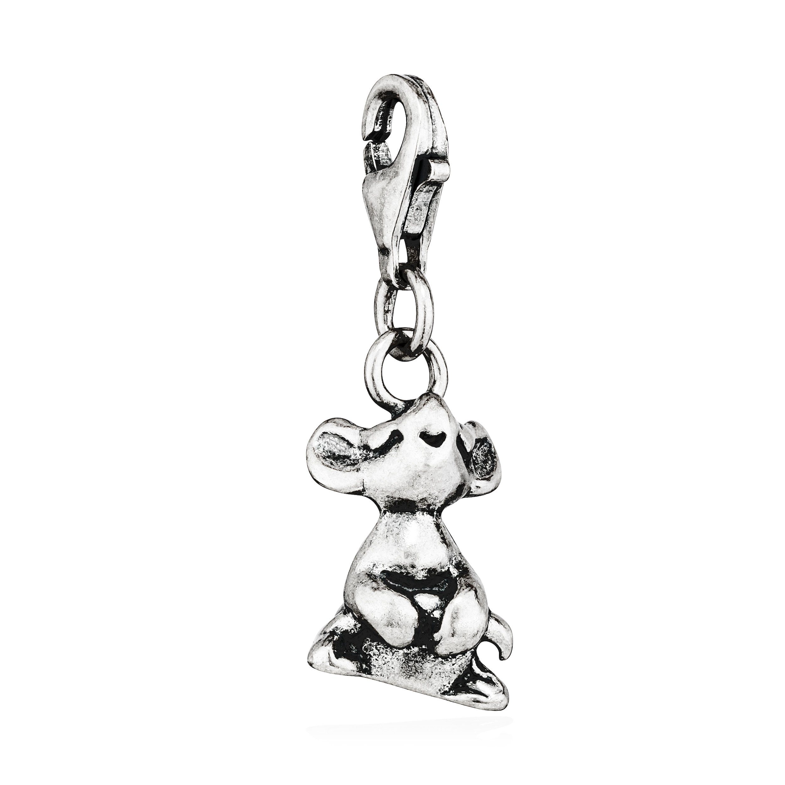NKlaus Amulett Ta 13x8mm 925 Charm-Anhänger Kettenanhänger Silber Mouse antik Silberanhänger