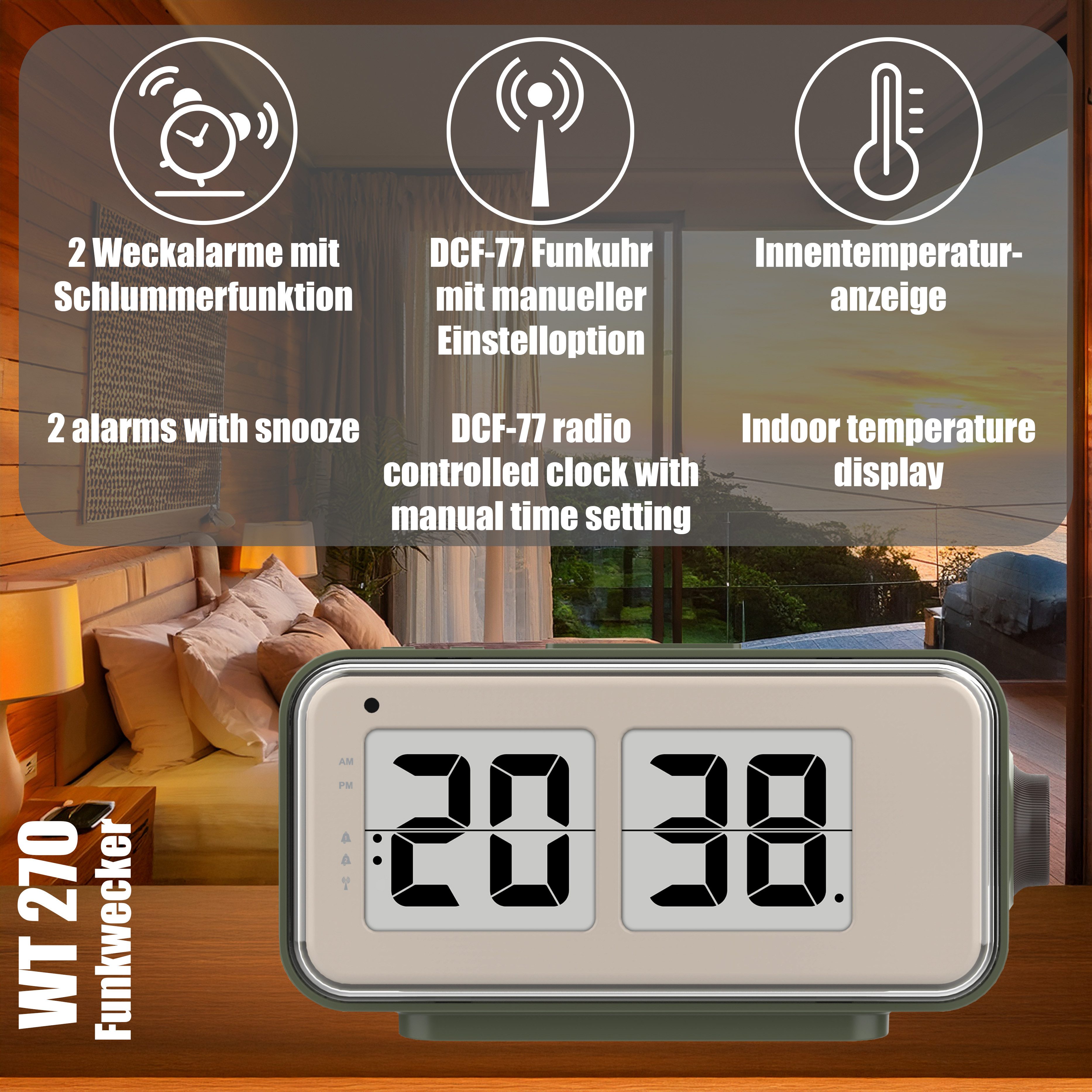 technoline Funkwecker WT 270 mit Retro-Klappenanzeige günstig online kaufen