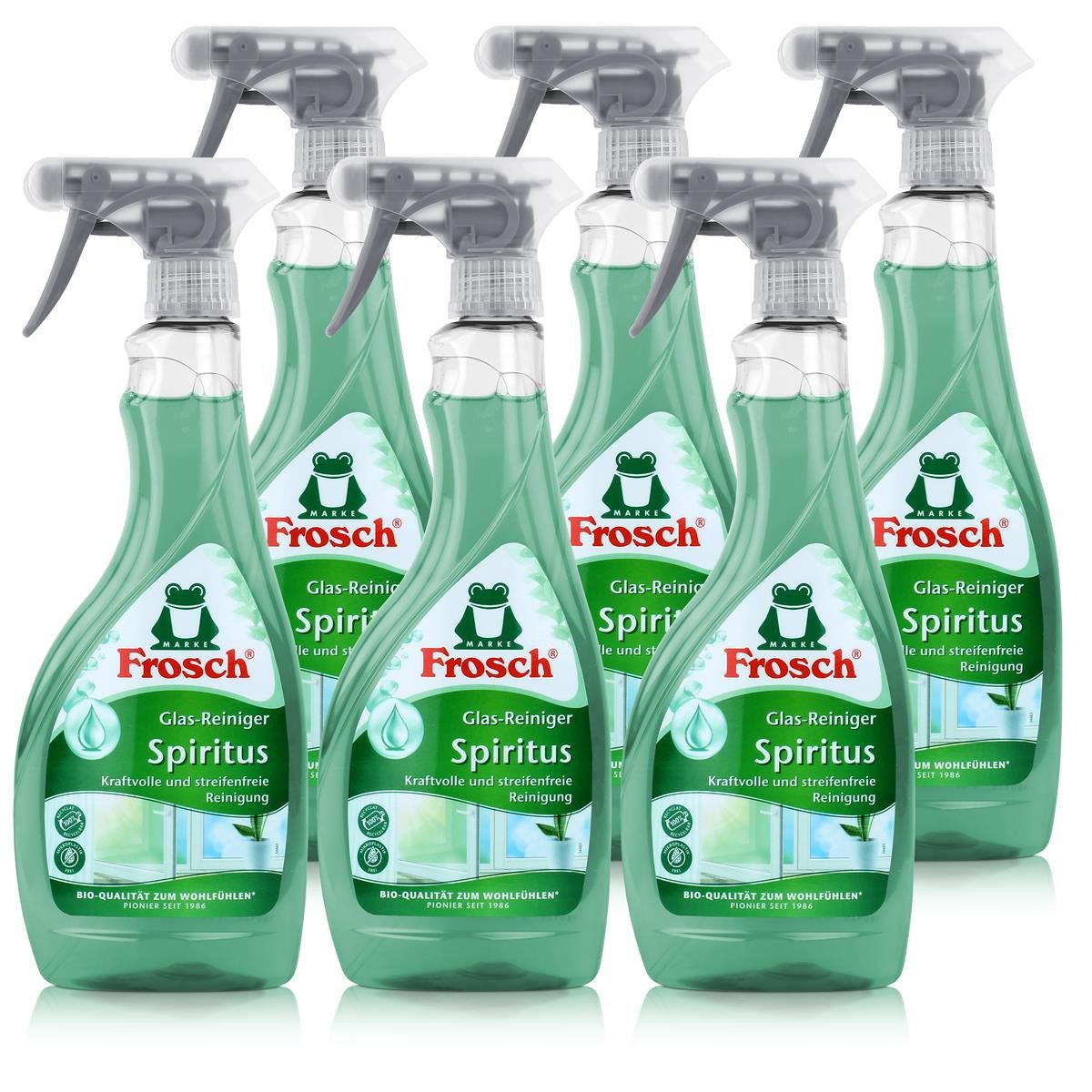 FROSCH 6x Frosch Spiritus Glas-Reiniger Sprühflasche 500 ml Glasreiniger