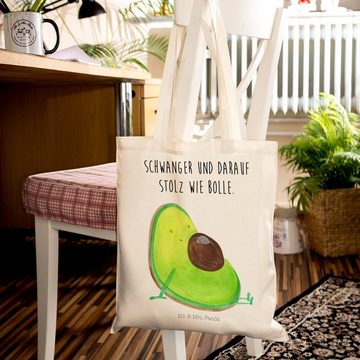 Mr. & Mrs. Panda Tragetasche Avocado Schwangerschaft - Transparent - Geschenk, Vegan, Babyparty, B (1-tlg), Cross Stitching Griffe