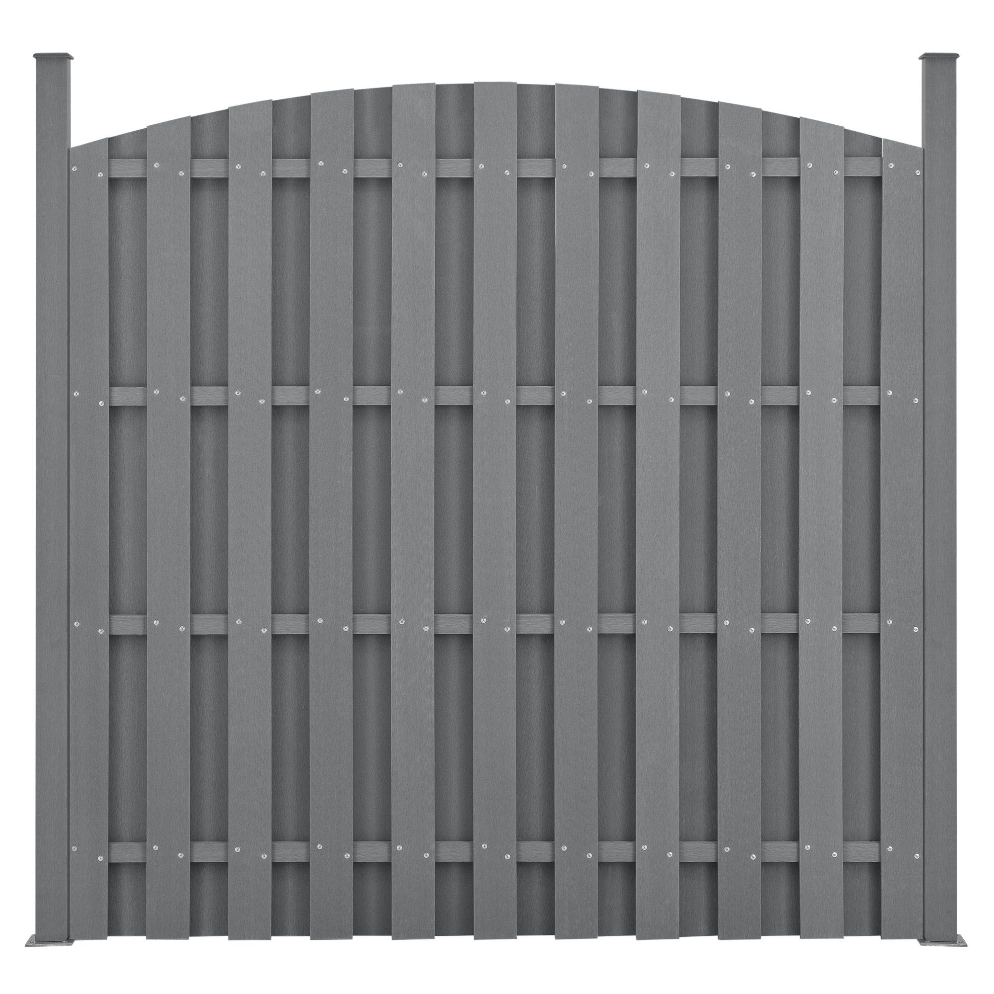 neu.holz Gartenzaun, »Siero« Lamellenzaun Rund WPC Sichtschutz 180x(165-180)cm Grau