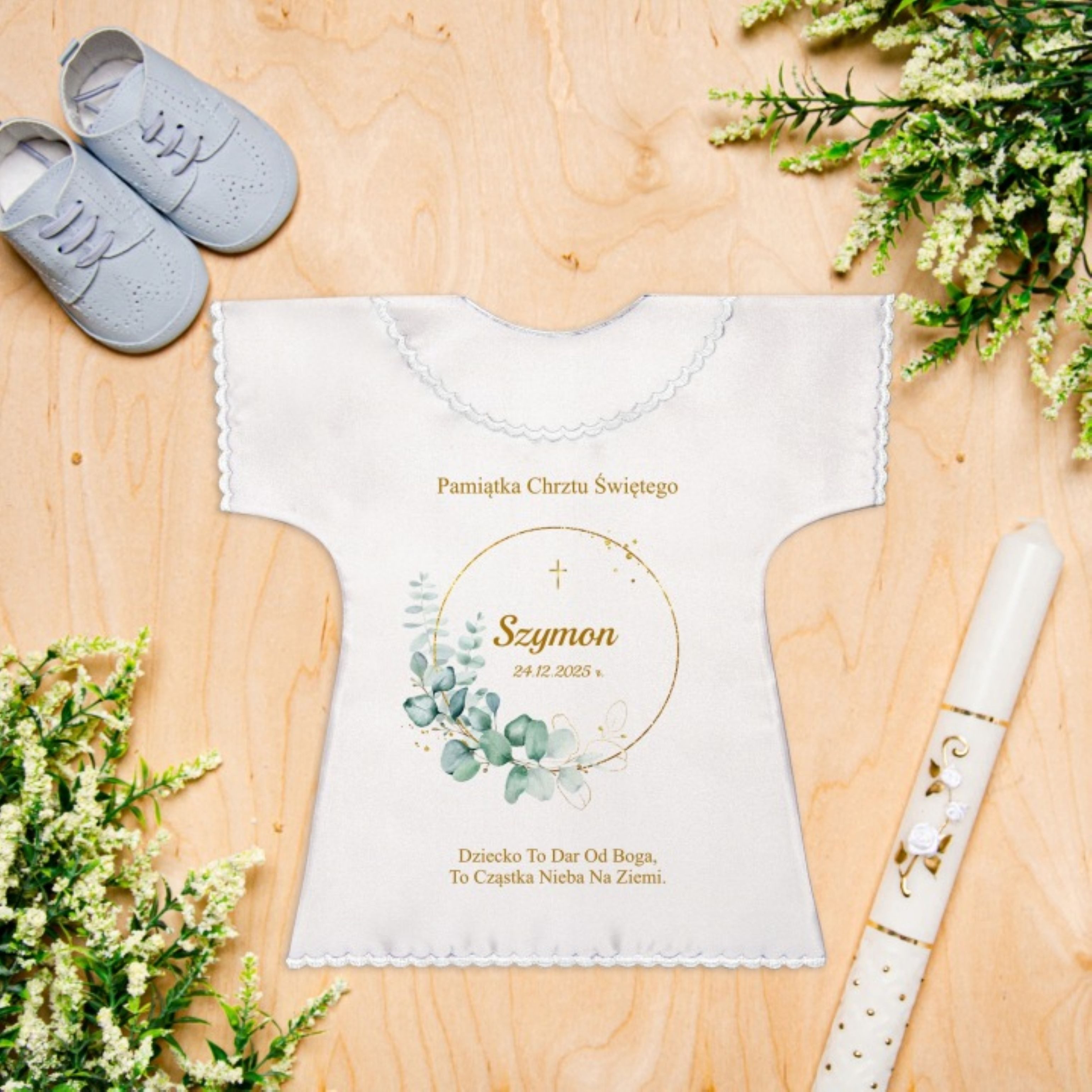 Festivalartikel Taufkleid Personalisiertes Tauftuch mit Name & Datum Weiß Junge Mädchen (1-tlg)