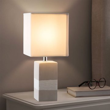 etc-shop LED Tischleuchte, Leuchtmittel nicht inklusive, Tischlampe Wohnzimmer Tischleuchte Keramik Nachttischlampe grau weiß