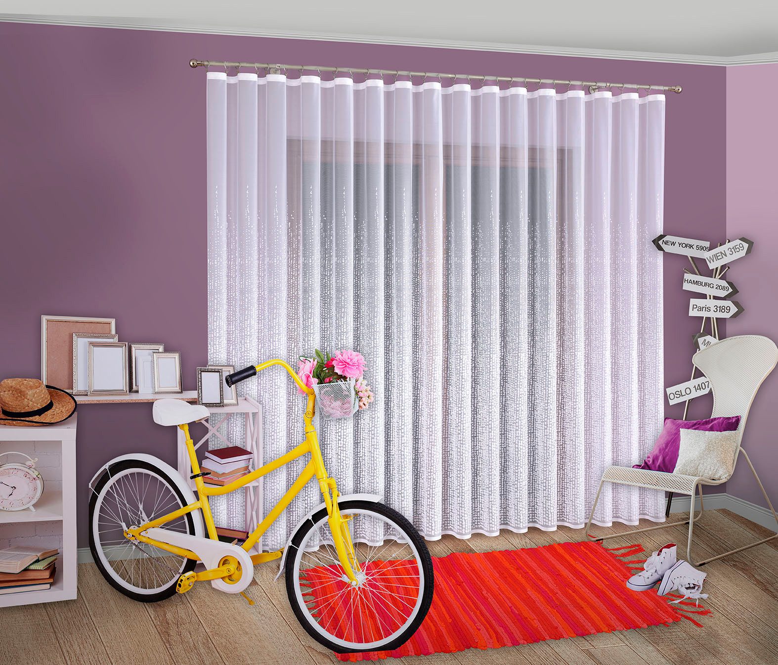 Gardine Store Vorhang Modell 33340 Weiß Modern-Motive