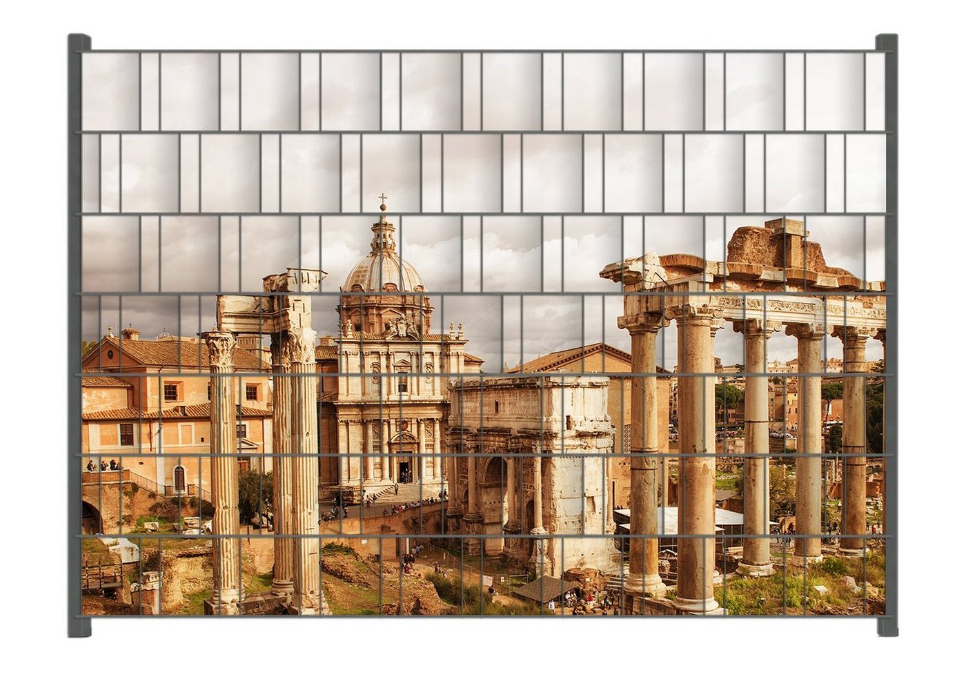 Wallario Sichtschutzstreifen Antike Ruinen in Rom gelb