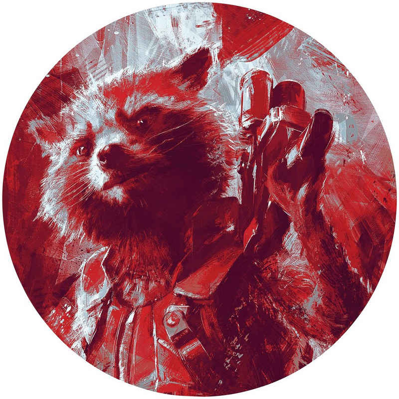 Komar Fototapete Avengers Painting Rocket Raccoon, 125x125 cm (Breite x Höhe), rund und selbstklebend