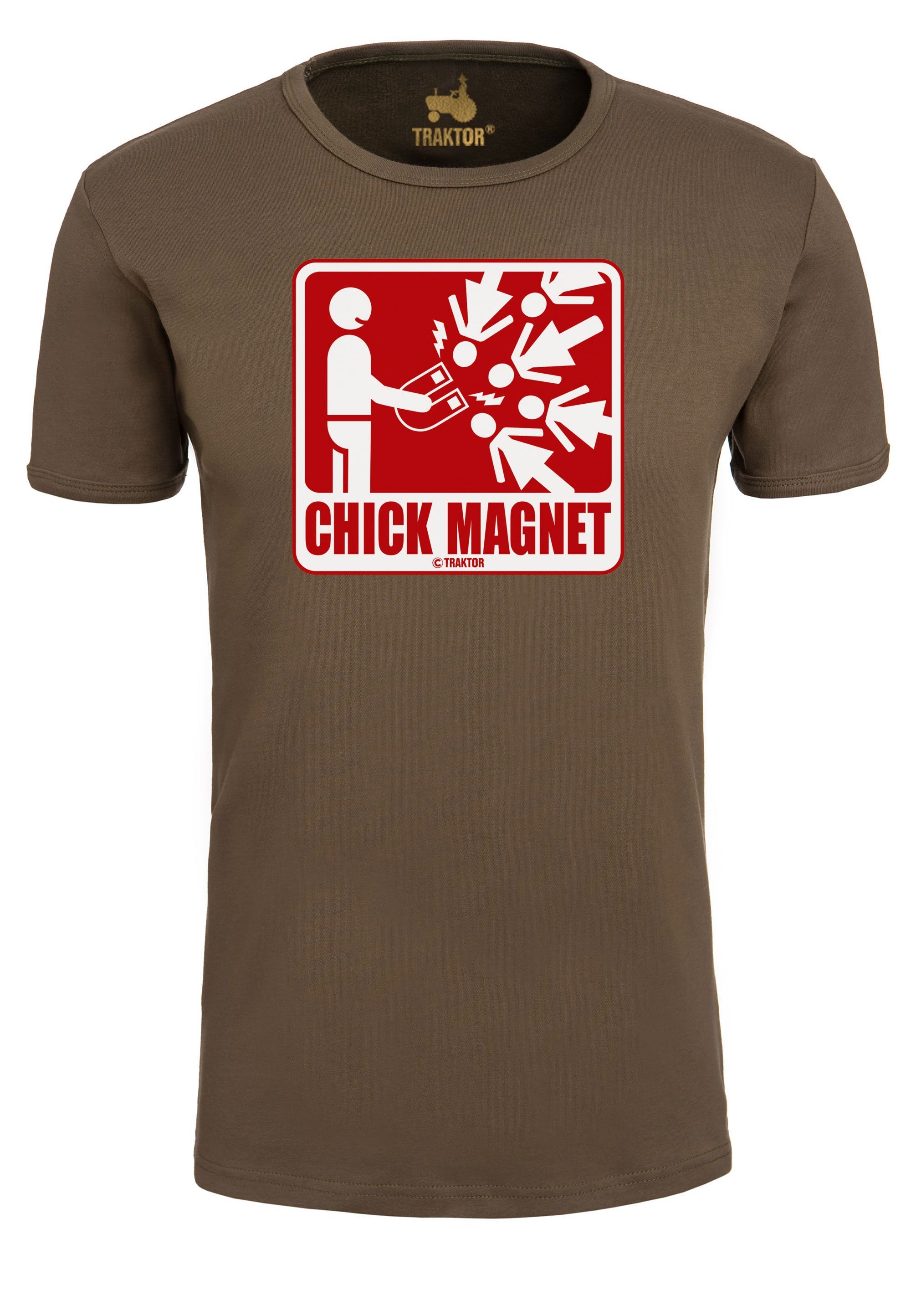 LOGOSHIRT T-Shirt Chick olivgrün Print Magnet lustigem mit