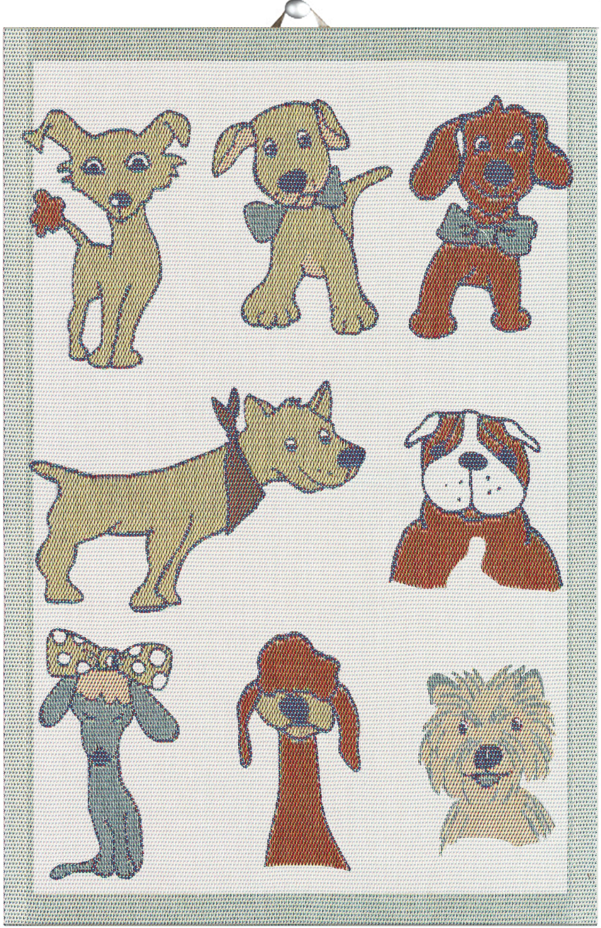 x Geschirrtuch 1 40x60 Dogs cm, (6-farbig) (1-tlg., Geschirrtuch), Pixel Ekelund gewebt Geschirrtuch