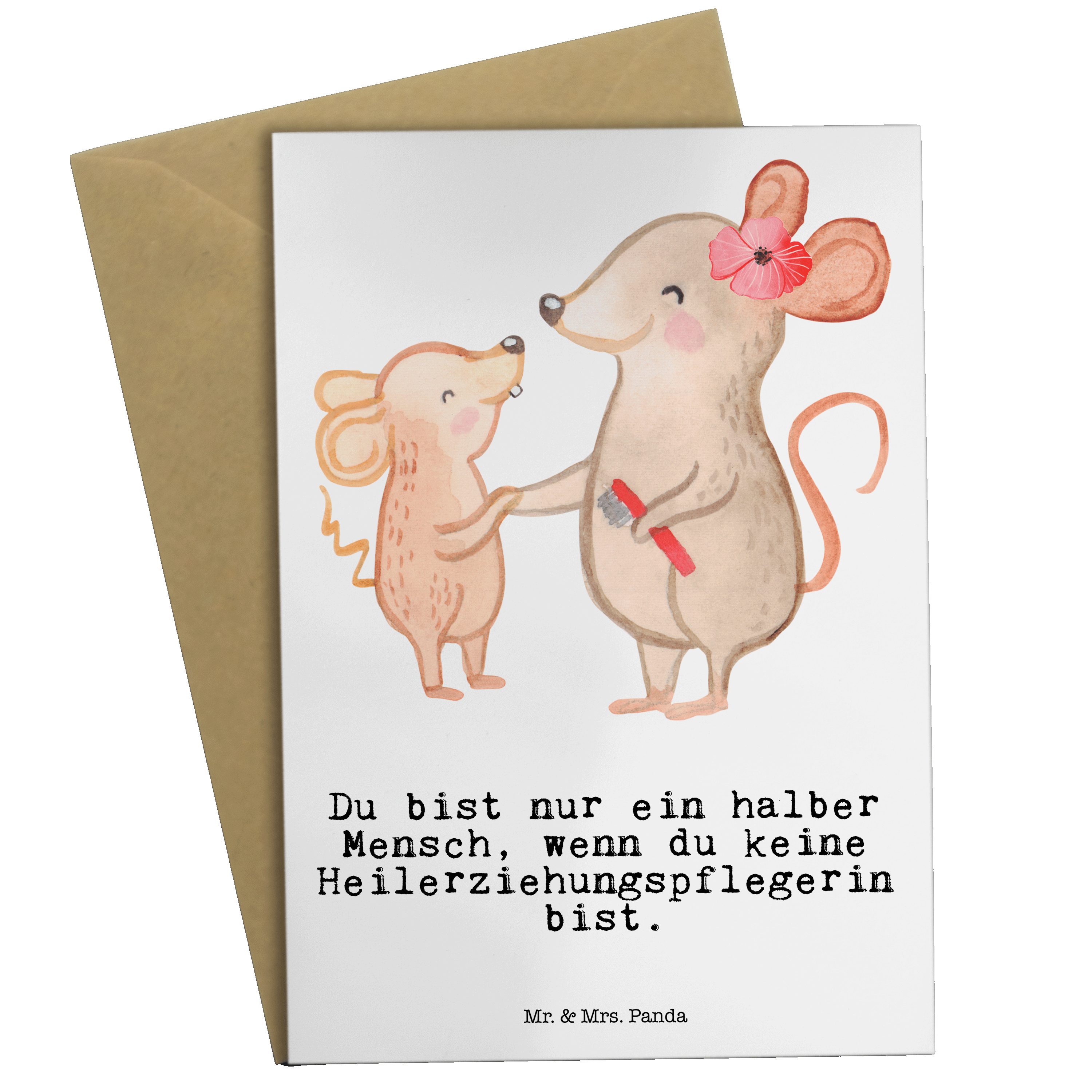 Mr. & Mrs. Panda Grußkarte Heilerziehungspflegerin mit Herz - Weiß - Geschenk, Heilpädagogin, Au
