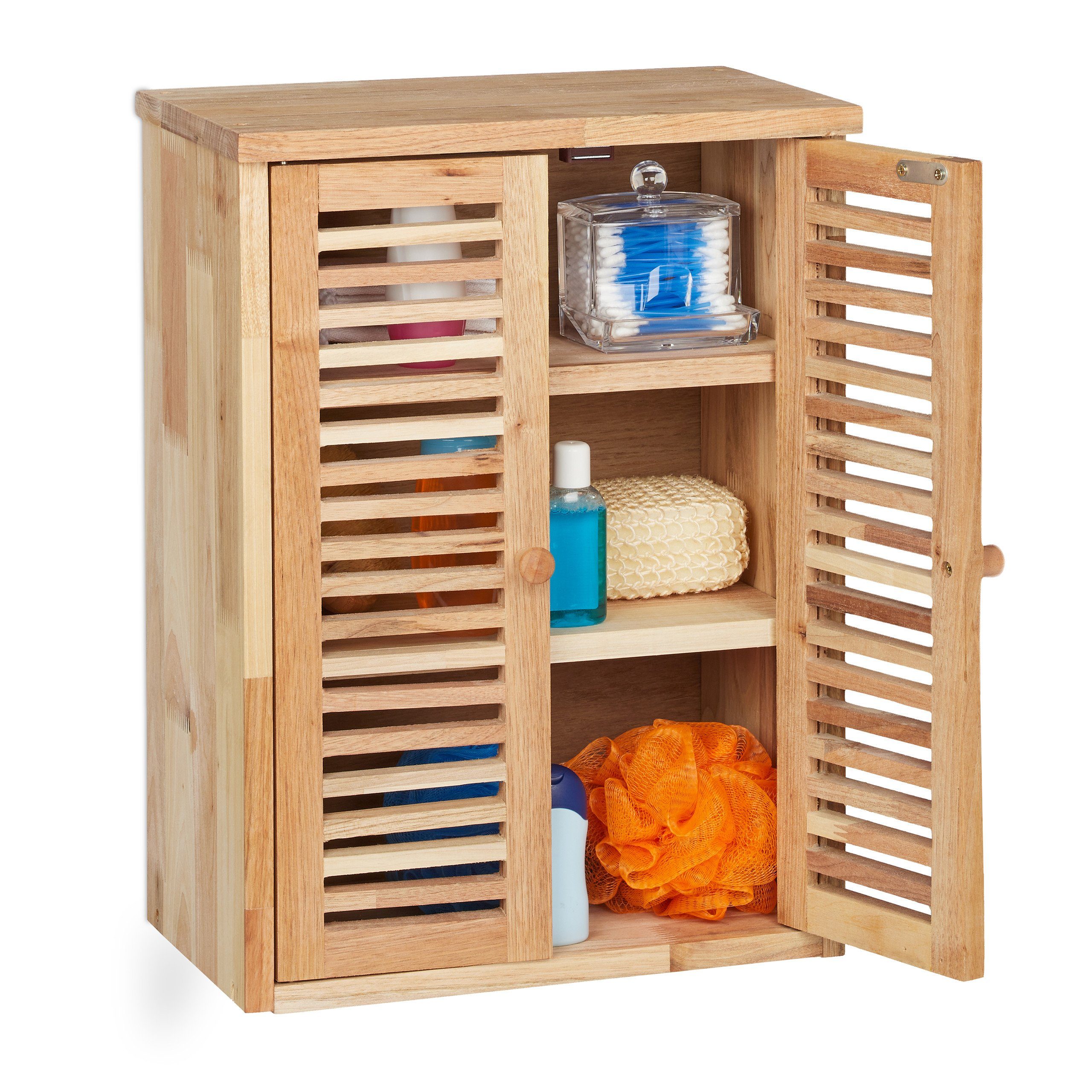 relaxdays Hängeschrank Schmaler Hängeschrank aus Walnuss (1-St)