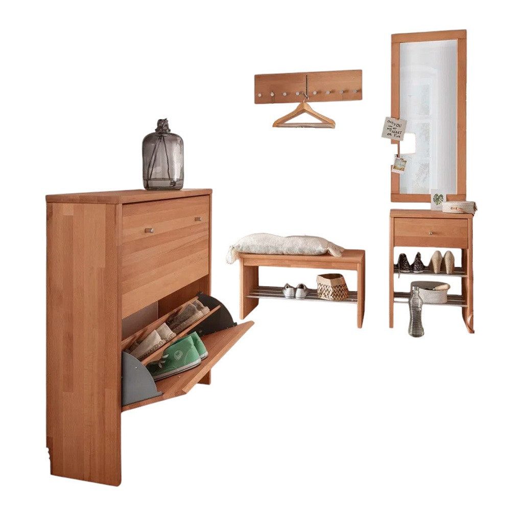 Main Möbel Garderoben-Set Garderobenset 5-tlg. "Stockholm" Buche massiv