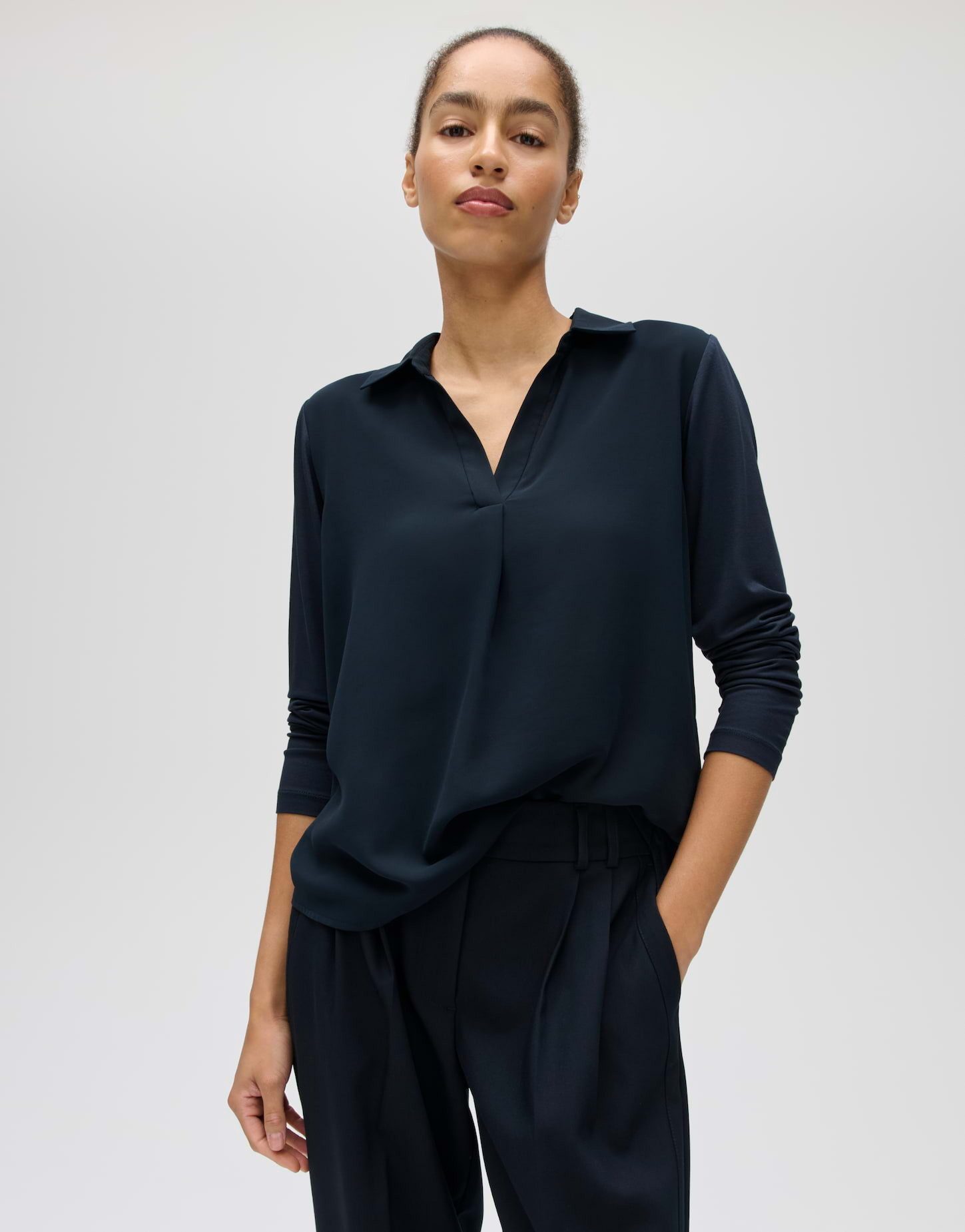 OPUS Shirtbluse Shirtbluse Flasti aus Material Mix