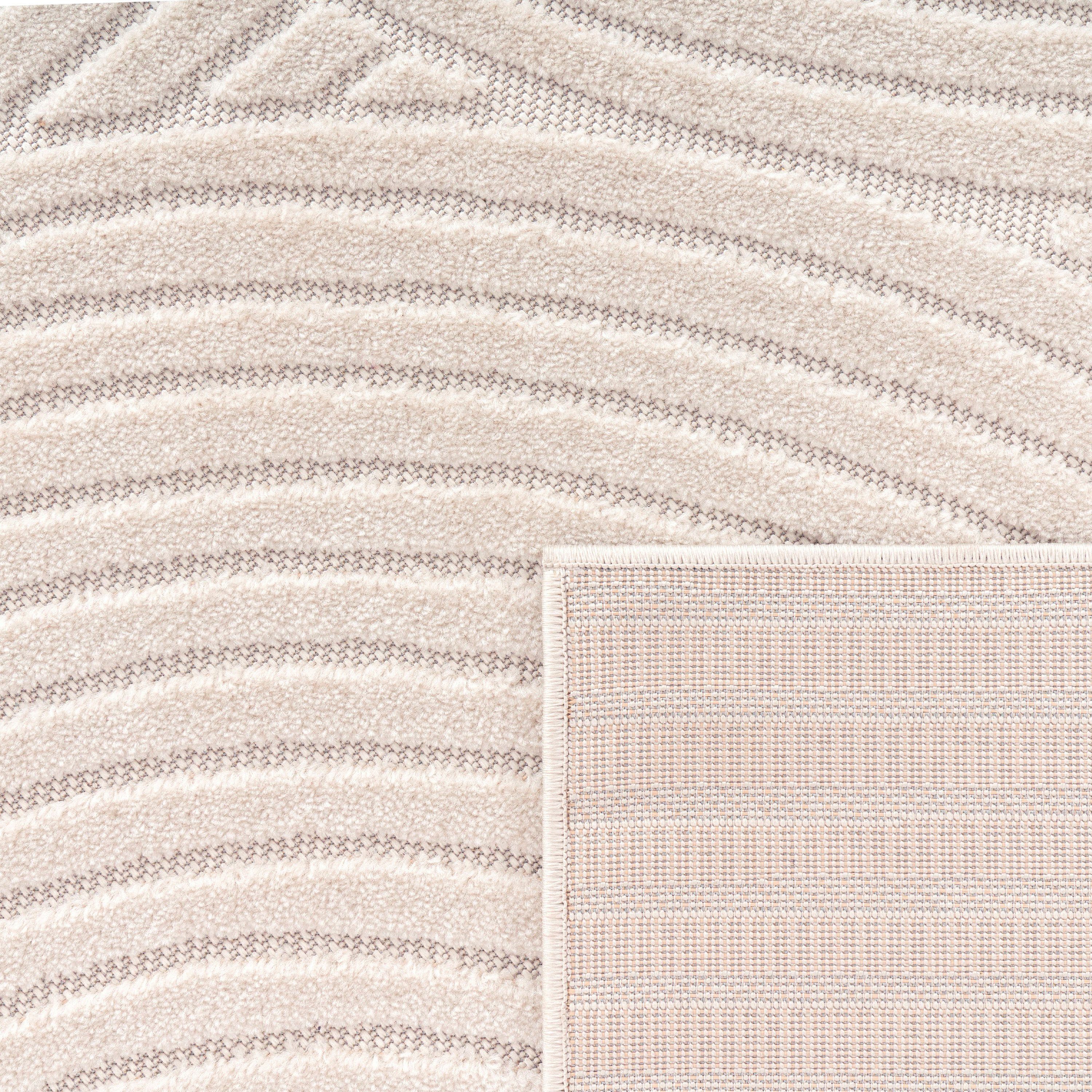 Paco Home Teppich Cotton 233, rechteckig, Höhe: 10 mm, Kurzflor, Uni Farben, Hoch-Tief-Effekt, Scandi-Look, Outdoor geeignet