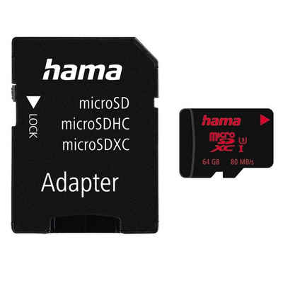Hama microSDHC 16GB UHS Speed Class 3 UHS-I 80MB/s + Adapter/Foto Speicherkarte (64 GB, UHS Class 3, 80 MB/s Lesegeschwindigkeit)