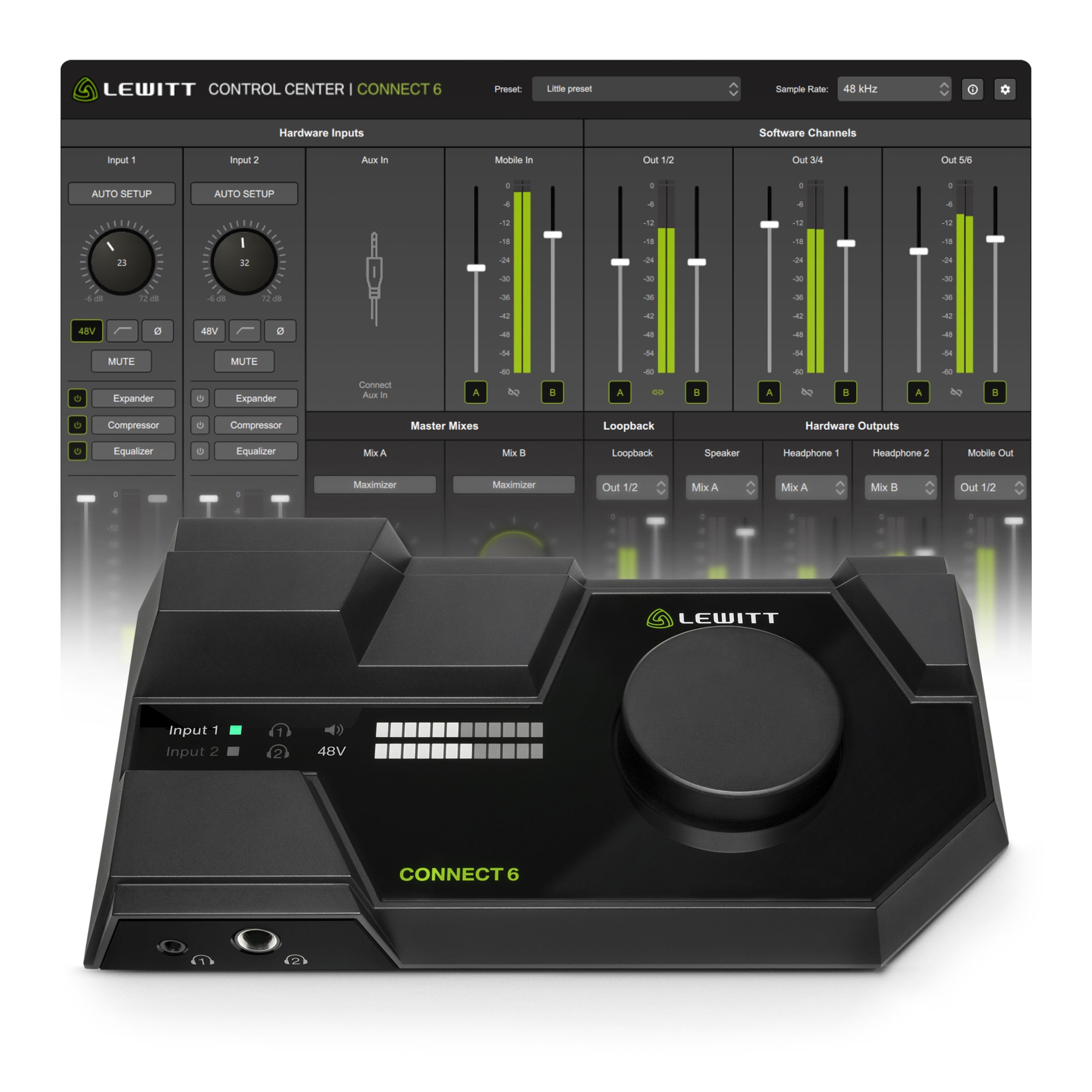 Lewitt Digitales Aufnahmegerät (CONNECT 6 USB-C Audio Interface - USB Audio Interface)