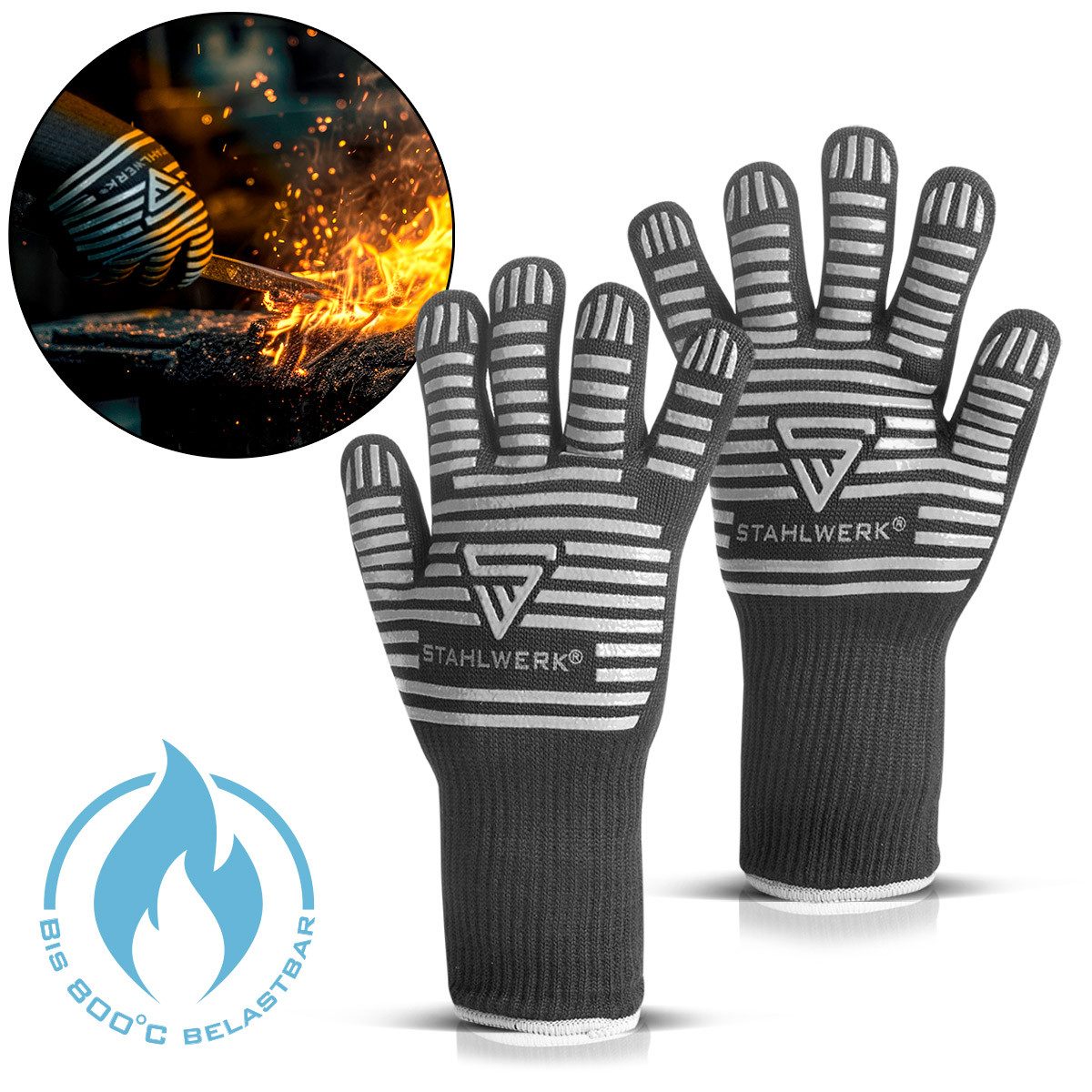 STAHLWERK Arbeitshandschuhe Hitzebeständige Handschuhe bis 800°C EN 407:200 günstig online kaufen