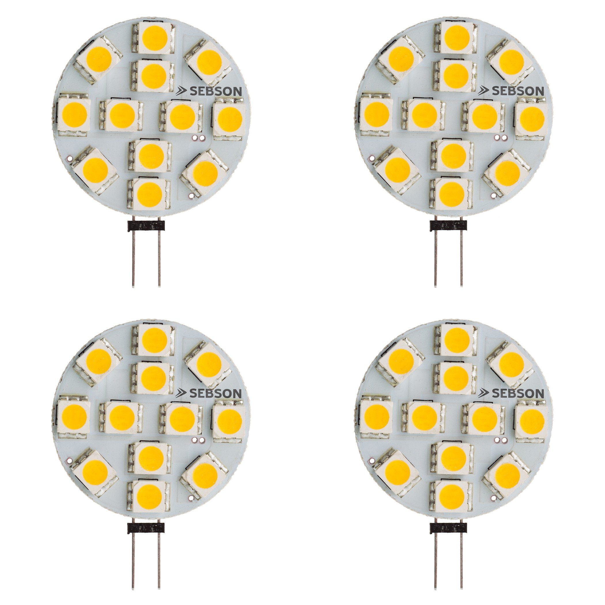 SEBSON »LED Lampe G4 warmweiß 3W (2.5W) 200lm, GU4 Stiftsockel 12V DC,  Leuchtmittel 130°, 4er Pack« LED-Leuchtmittel