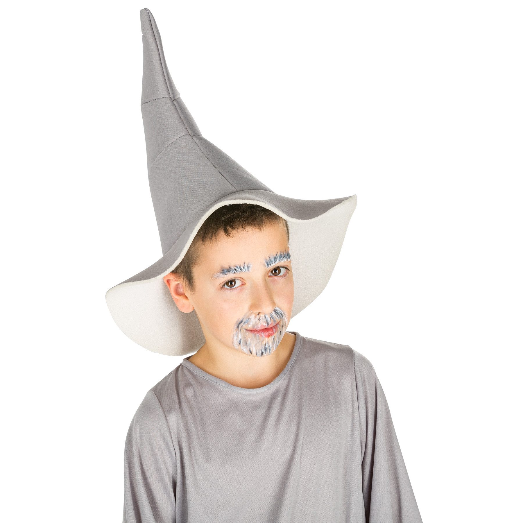 dressforfun Zauberer-Kostüm Hexenmeister/Magier, in silber, Trompetenärmel, Hoher Magier-Hut, Gr. 152 (12-14 Jahre), Langes Zauberer-Gewand, Kordel zum Schnüren
