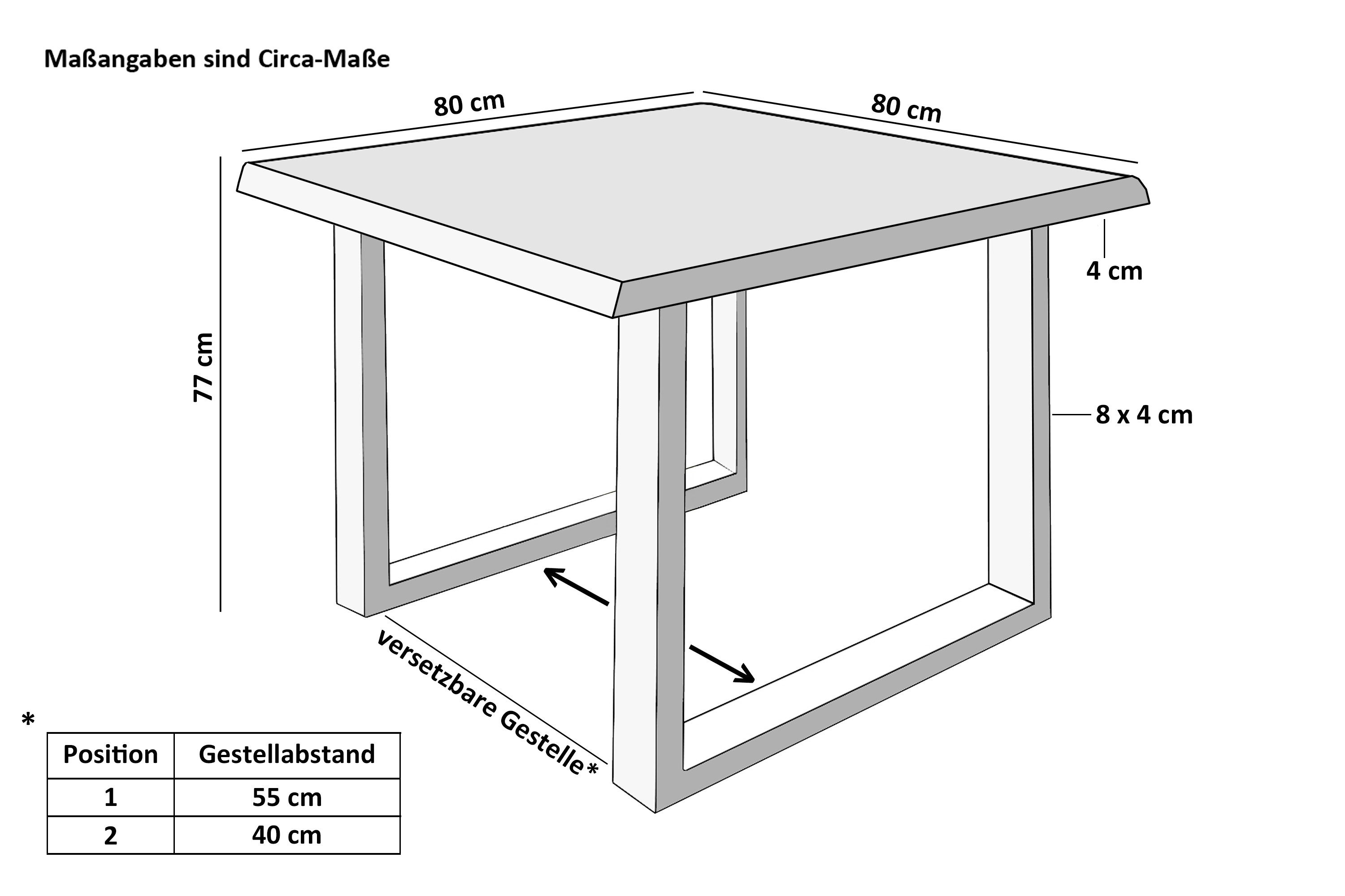 SAM® Esstisch Thoran, Holz-Optik Grau, U-Metallgestell, Baumkante günstig online kaufen