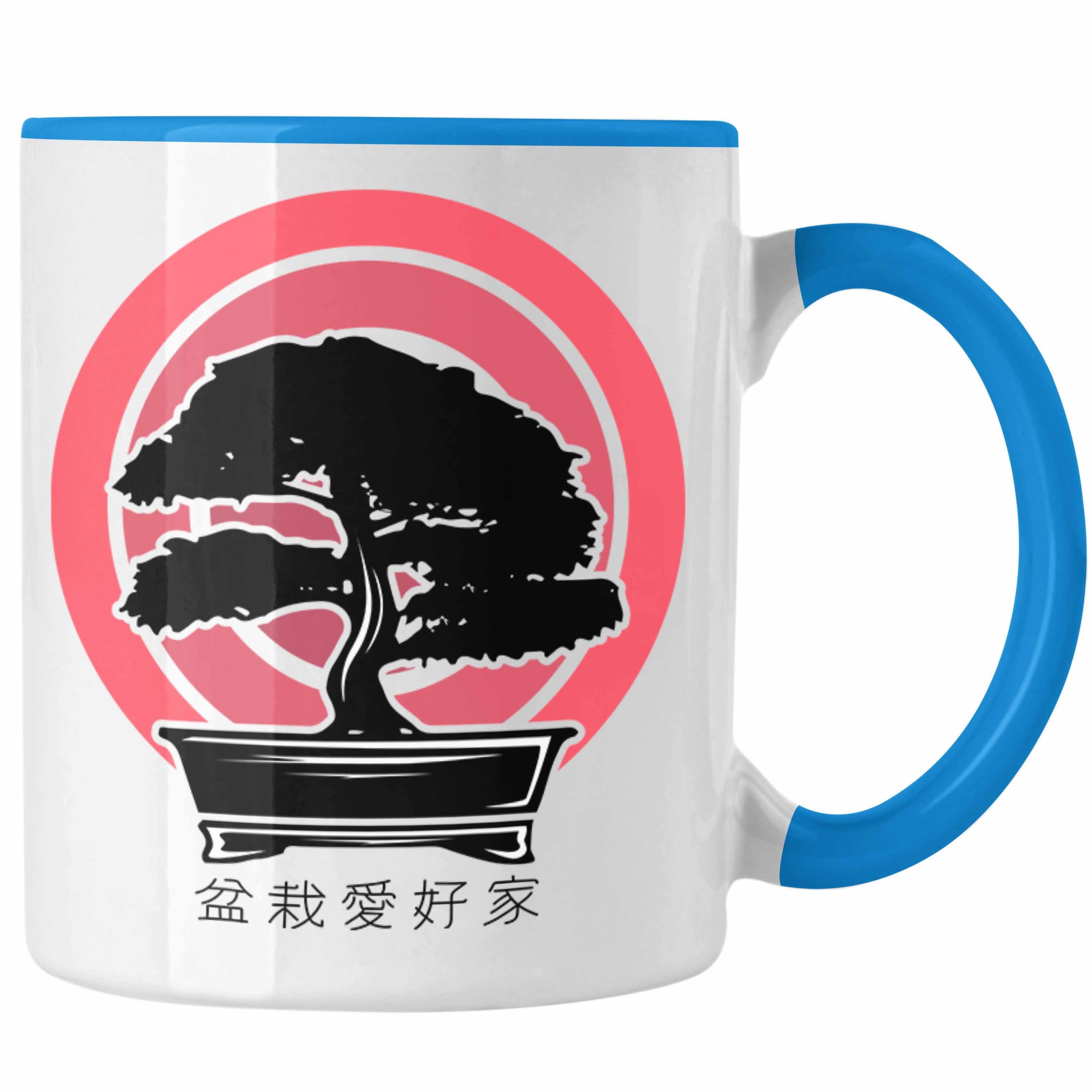 Trendation Tasse Lustige Bonsai Tasse Geschenk für Bonsai-Liebhaber Grafik Blau