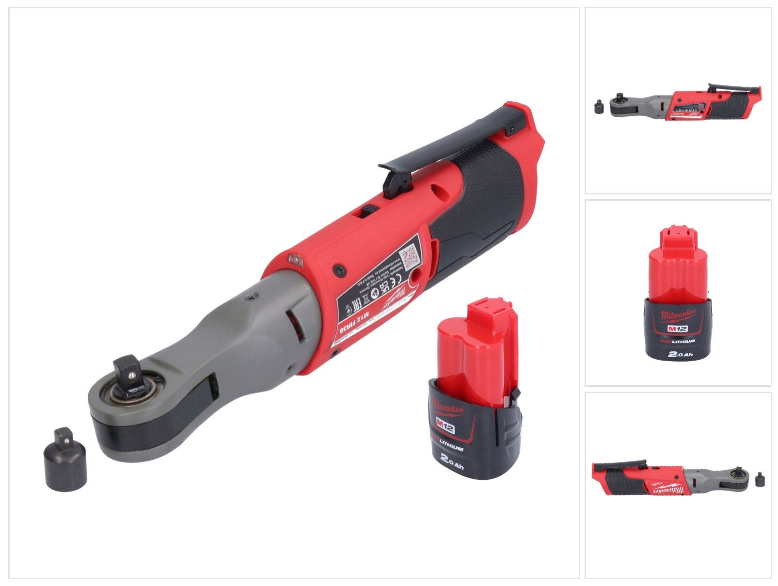 Milwaukee Umschaltknarre M12 FIR38-201 Akku Ratsche 12 V 75 Nm 3/8" 1/4" + 1x Akku 2,0 Ah - oh
